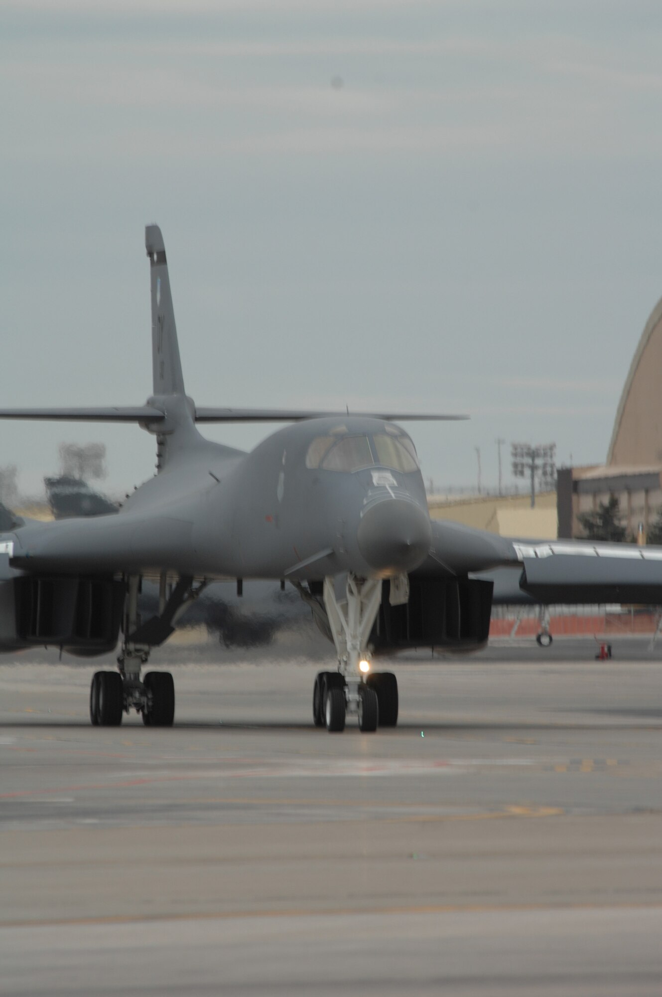 Twenty B-1 Bombers from Dyess Air Force Base, T.X., 07 November 2007, line up on the flight line of Ellsworth Air Force Base S.D. in preparation of departure back to Dyess.  Dyess Jets first arrived at Ellsworth 17 September 2007, while their flight line was under construction. (U.S. Air Force photo by Airman First Class Anthony Sanchelli)