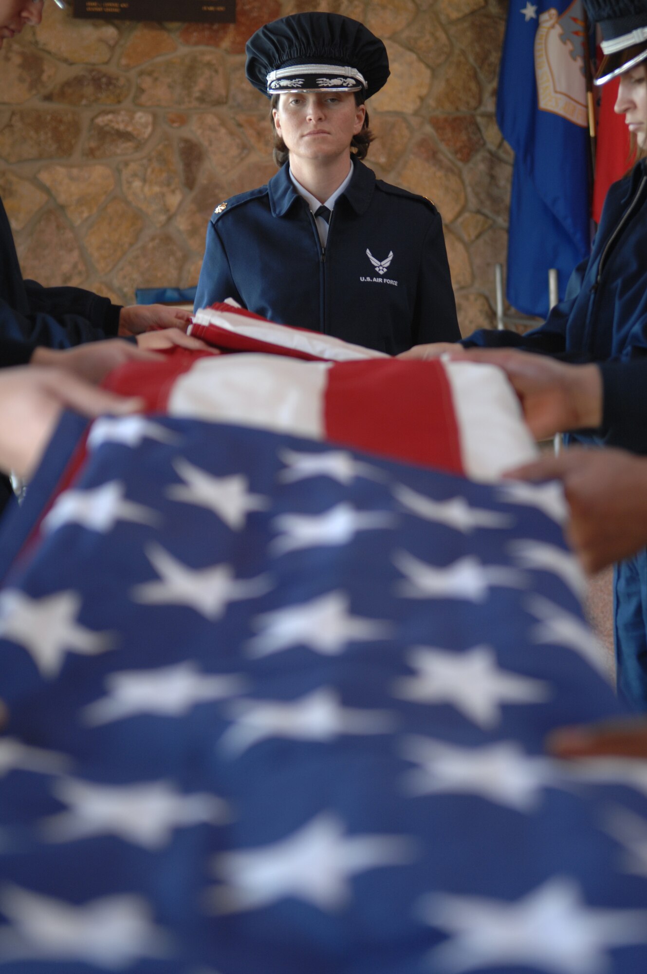 Major Lori Vessels, 28th Maintenance Squadron, practices as the Officer in Charge of the new seven-person retiree funeral at the Black Hills National Cemetery Nov. 1, 
(U.S. Air Force photo/Airman First Class Anthony Sanchelli)