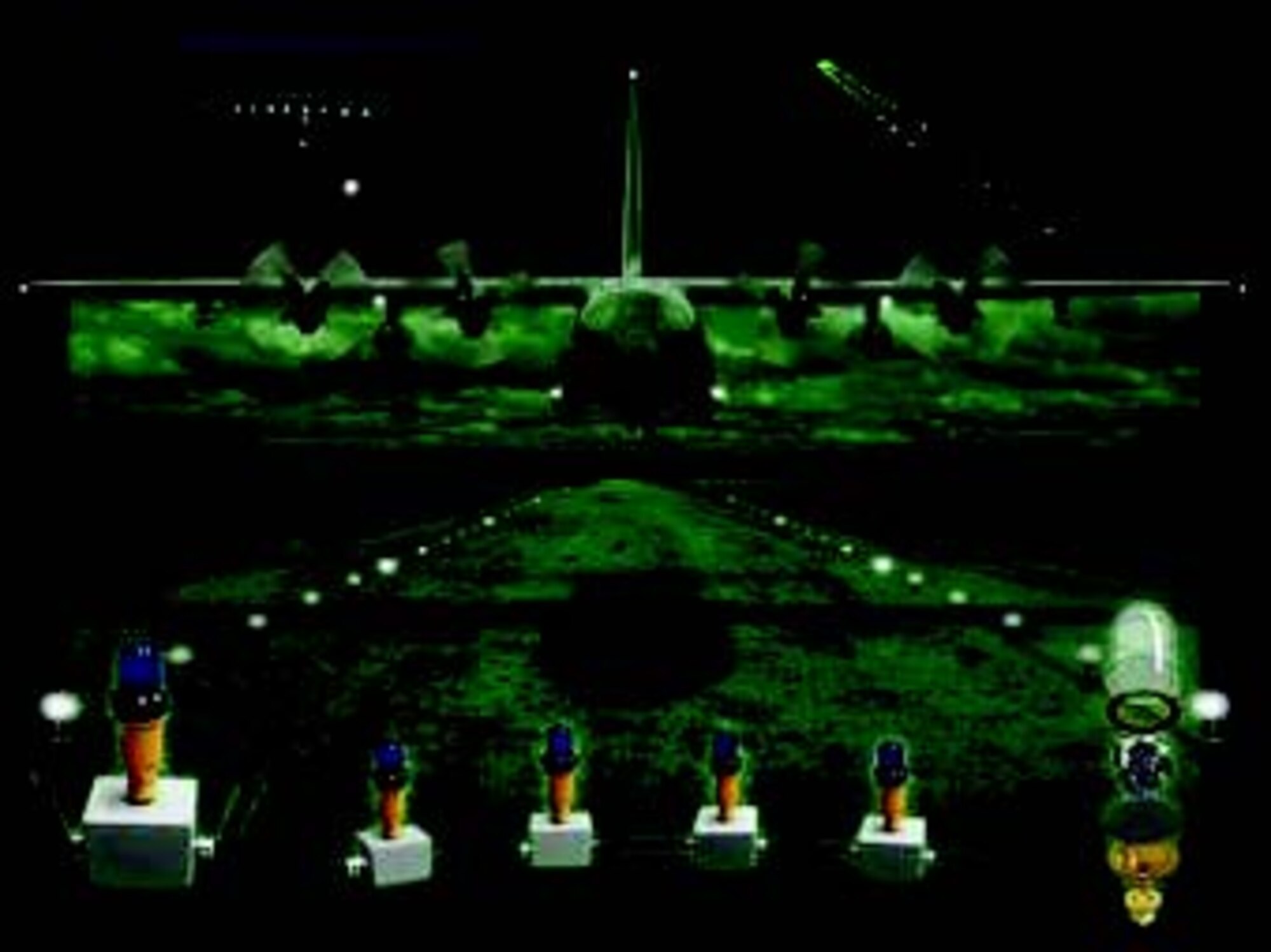 Portable airfield lighting system that uses light-emitting diodes and can be switched from visible to infrared light (graphic courtesy of Gary A. Rankin, AFRL Human Effectiveness Directorate)