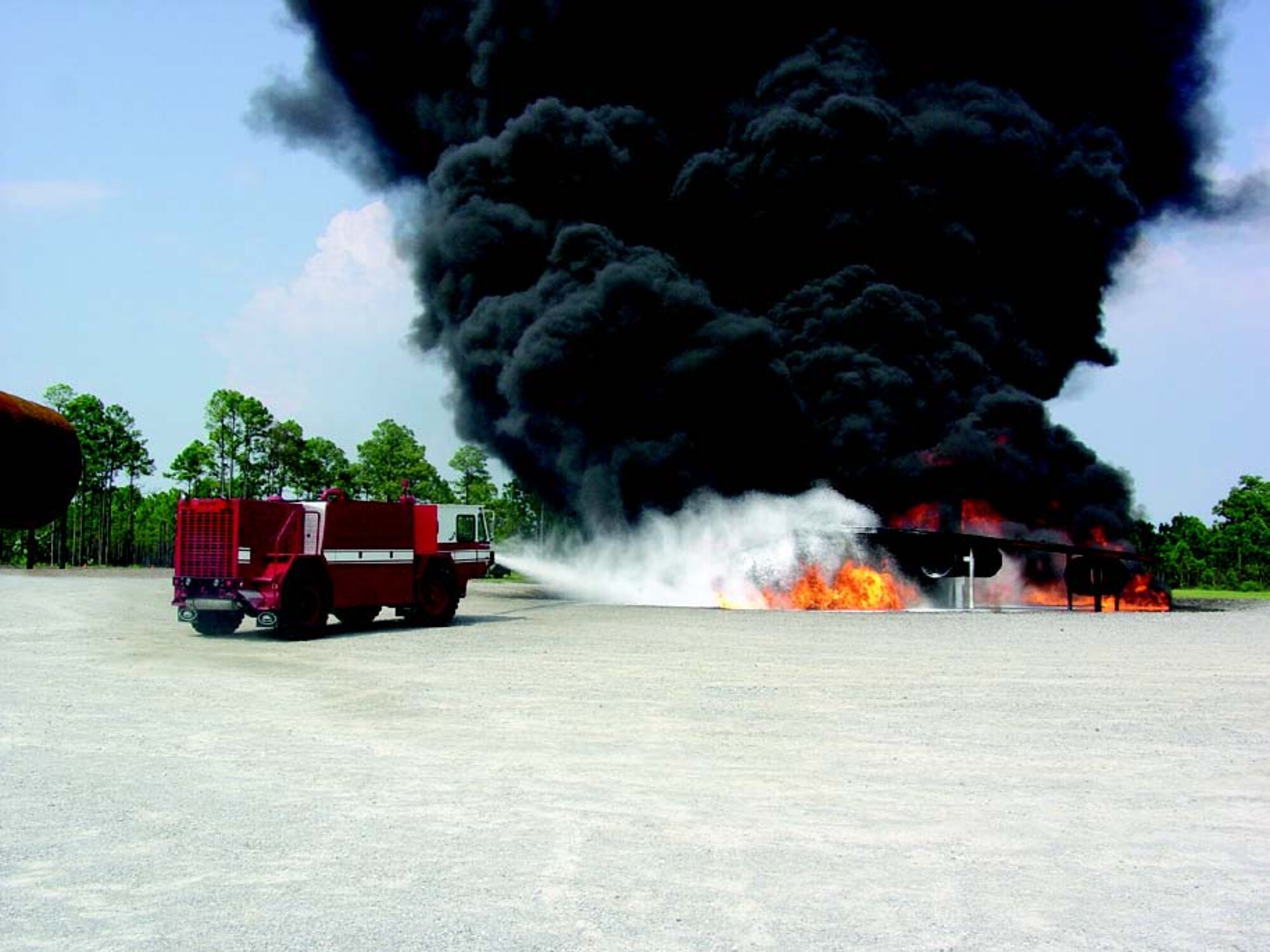 The UHP-equipped P-19 extinguishes a fire at Tyndall Air Force Base, Florida.