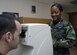 Staff Sgt. Alexis Alexander 437th Medical Group optometry technician, measures a patient's eye pressure for glaucoma Wednesday at the base clinic. Glaucoma is an eye disorder marked by unusually high pressure within the eye that leads to damage of the optic disk. (U.S. Air Force photo/Airman 1st Class Katie Gieratz)