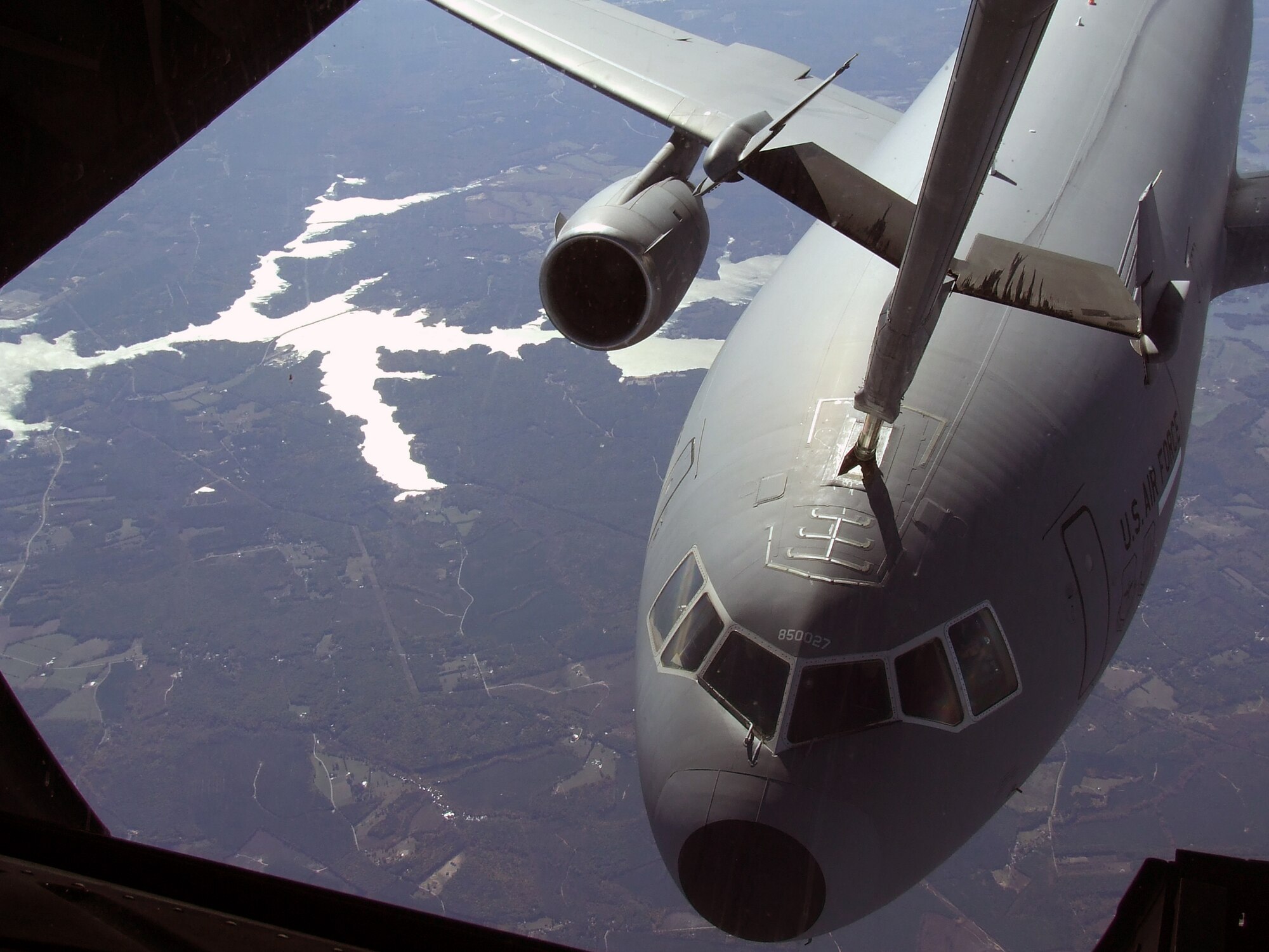 A KC-10 Extender from McGuire Air Force Base, N.J., is refueled by another KC-10 from McGuire during a mission somewhere over the Eastern United States Oct. 28.  (U.S. Air Force Photo/Tech. Sgt. Scott T. Sturkol)