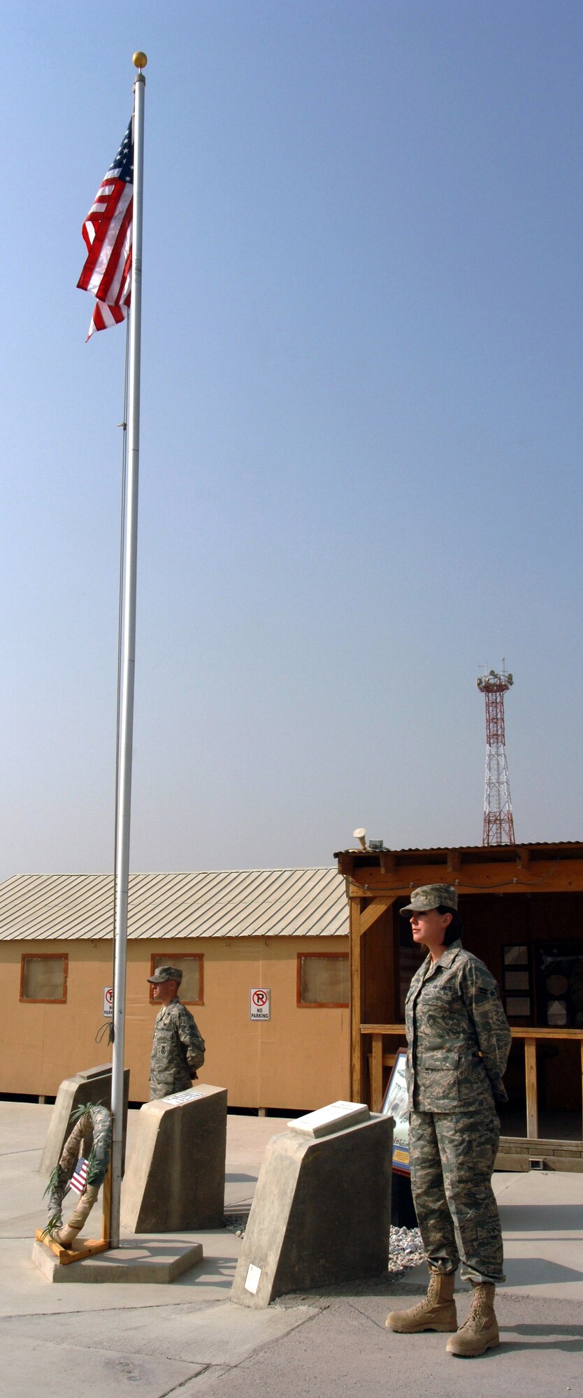 BAGRAM AIRFIELD, Afghanistan -- Airmen of the 455th Air Expeditionary Wing here stand a silent vigil in recognition of Veteran's Day on Nov. 11, 2007.  A total of 80 wing Airmen participated in the ten-hour vigil.  (U.S. Air Force Photo by Capt. Michael Meridith)