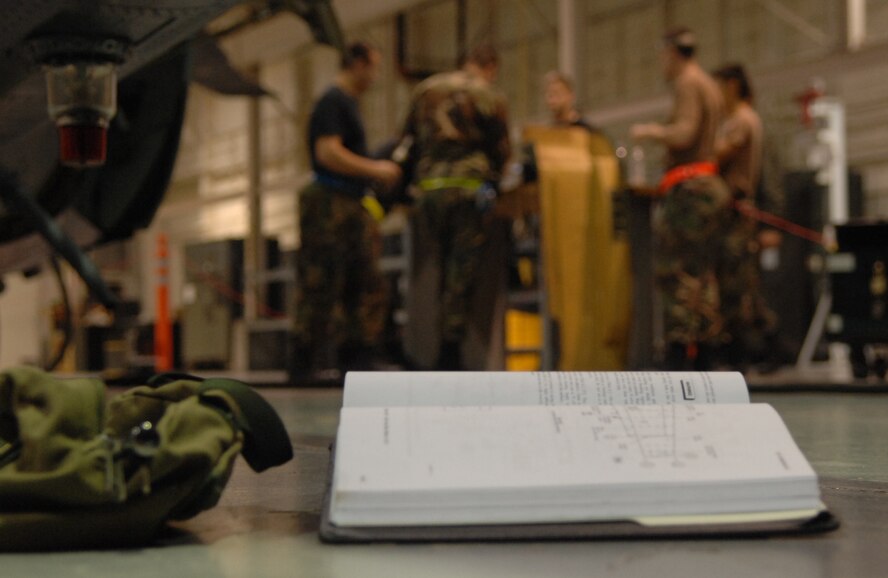 Airmen from the 23rd Equipment Maintenance Squadron, Moody Air Force
 Base, Ga., document work on an impounded HH-60G Pave Hawk helicopter Oct. 31.
 The aircraft was impounded after suffering an in-flight control incident. (U.S.Air Force photo by Senior Airman Elizabeth Rissmiller)