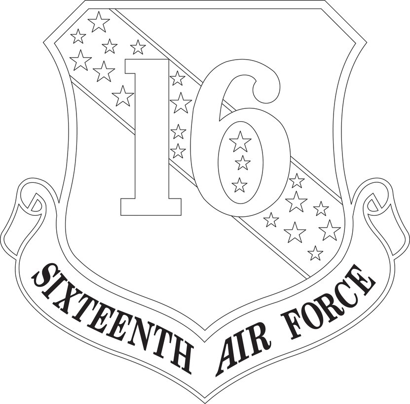 16 th Air Force Shield (Black & White)