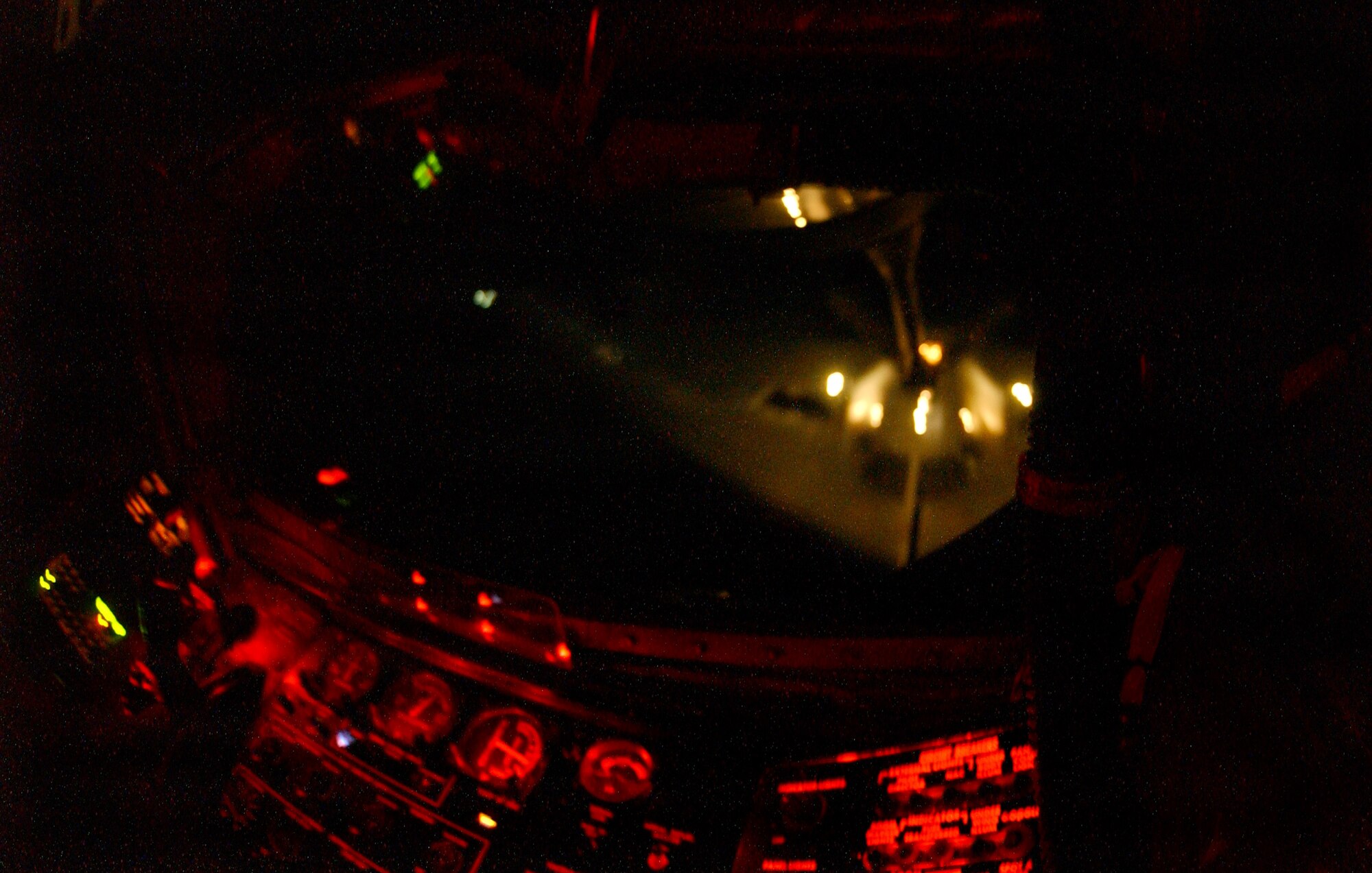 A B-2 Spirit stealth bomber takes on fuel from a KC-135 over the Western Pacific during a nighttime mission. America’s bomber force has a unique capability that allows strategic airframes, like the stealth bomber, to reach any target on the globe at a time of the combatant commander’s choosing. The Spirit can take off from its assigned base, refuel while airborne, destroy its target and remain invisible to enemy radar. The global strike capability of the B-2 was demonstrated in the beginning of Operation Allied Force over Kosovo, where it destroyed 33 percent of the total enemy targets by flying non-stop from Whiteman Air Force Base, Mo., to its combat objective and back again. (Air Force photo/Senior Airman Brian Kimball) 


