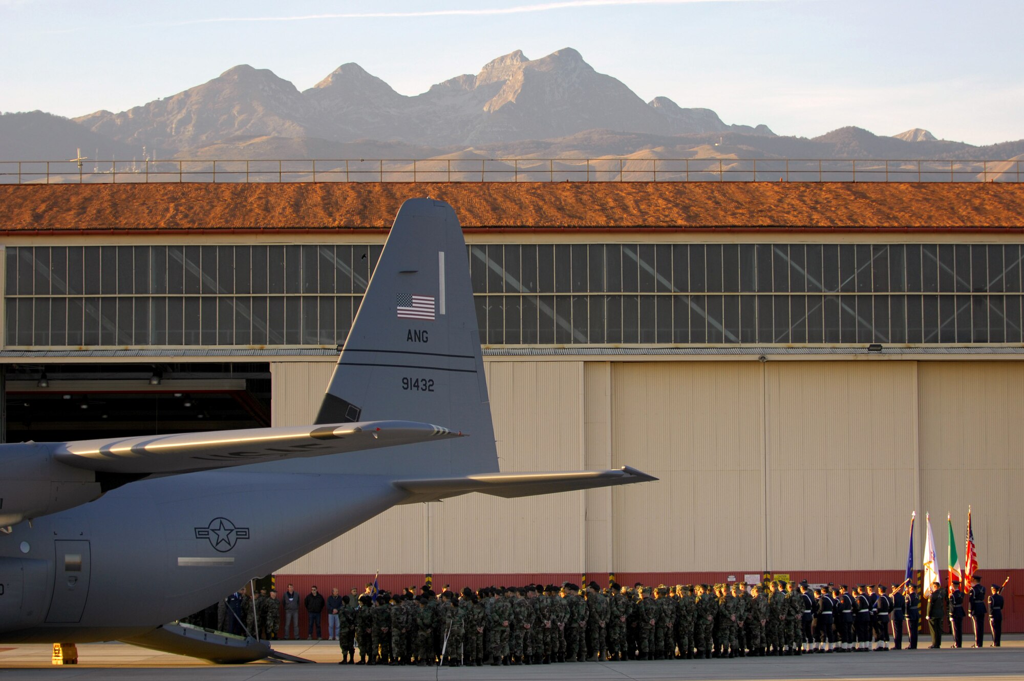 Airmen and Soldiers conduct a repatriation ceremony Nov. 13 for six servicemembers killed in a Nov. 8 Army UH-60 Black Hawk helicopter crash 22 miles south of Aviano Air Base, Italy. (U.S. Air Force photo/Staff Sgt. Michael R. Holzworth) 
