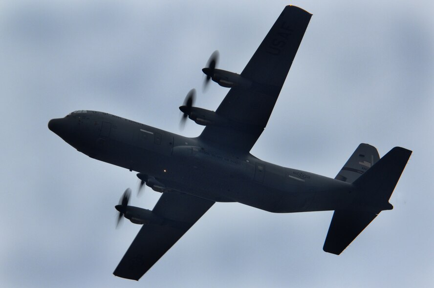 The new C-130J model aircraft makes a pass over Ramstein Air Base, Germany, Nov. 8. Starting 2009-2011, the C-130J will begin to replace the aging C-130Es at Ramstein. (U.S. Air Force photo/Airman 1st Class Kenny Holston)