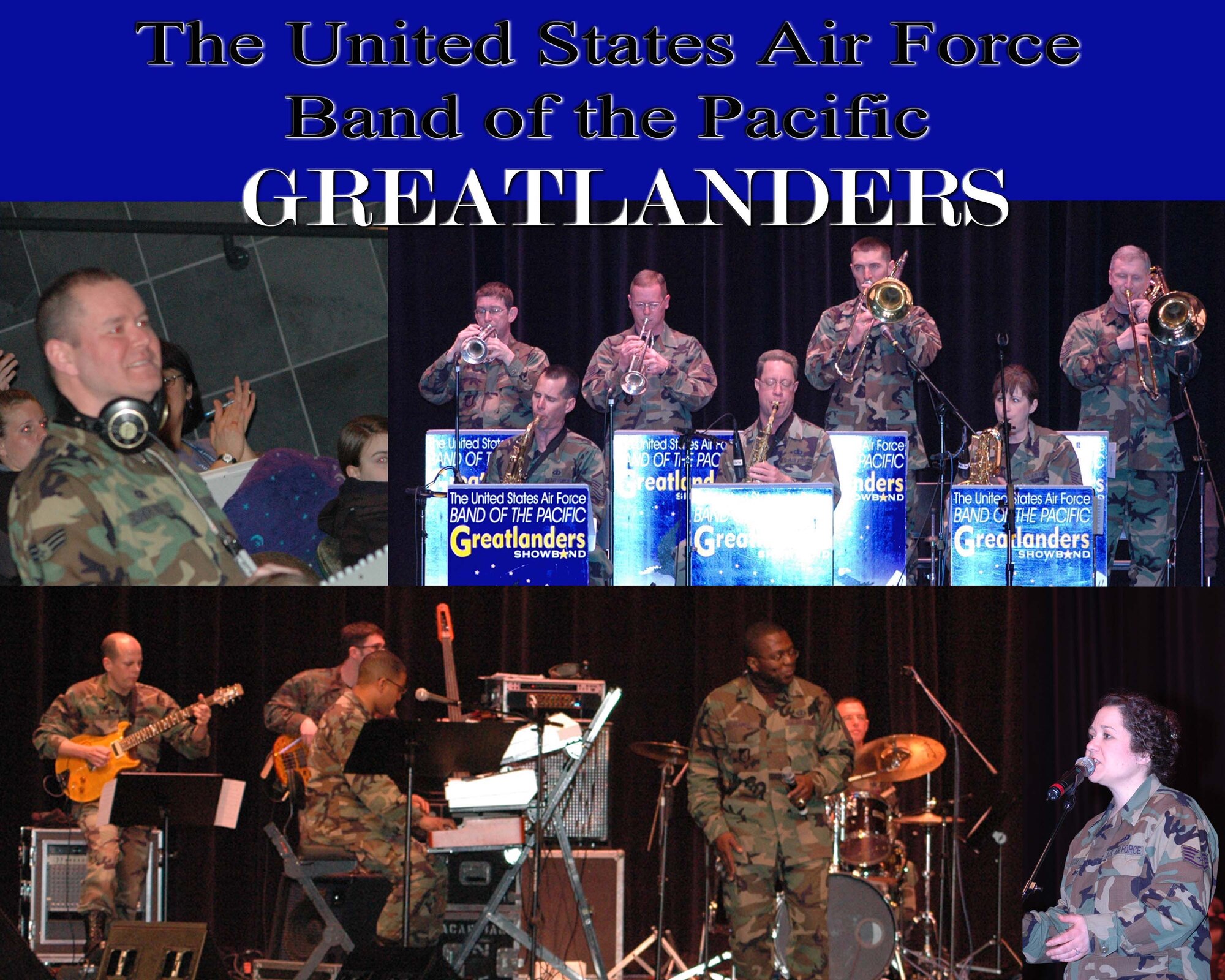 EIELSON AIR FORCE BASE, Alaska--The Air Force Band of the Pacific, The Greatlanders, will be holding a community holiday concert 7 p.m. Dec. 7 at the North Pole High School, and 6 p.m. Dec. 9 at the Door of Hope Church located at 270 Fairhill Rd., Fairbanks. Both concerts are free admission. The 14-piece band plays a combination of big band, contemporary jazz, classic rock, country or highlights from the Broadway stage. The Greatlanders have performed concerts and conducted clinics for civic and school audiences throughout Alaska, Hawaii, the Yukon and British Columbia. The group has also been featured with a host of community musical organizations, and has participated in local, state and international festival celebrations. 
