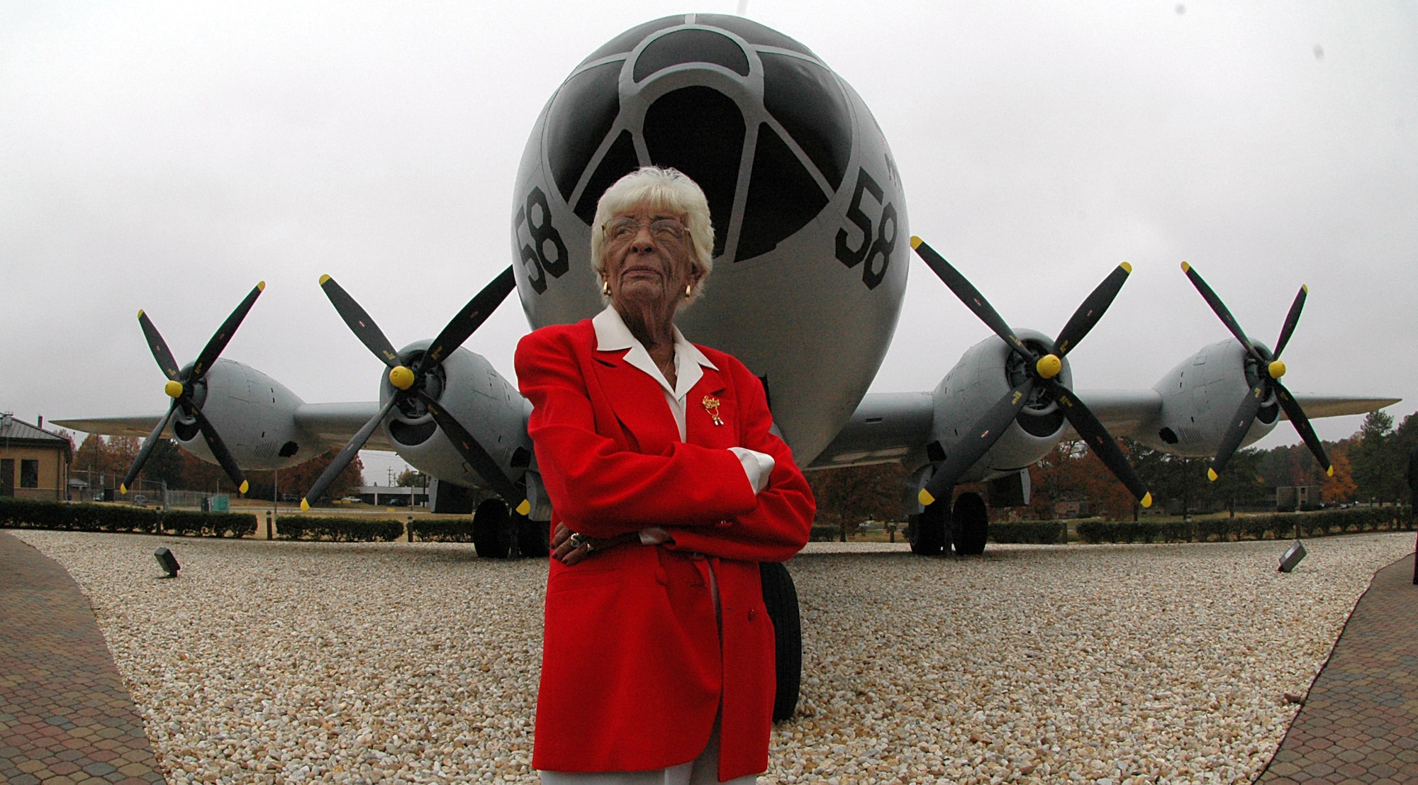 Ruth Young, a former ?Rosie the Riveter? during World War II, visits the B-29 Superfortress at Dobbins Air Reserve Base in Marietta, Ga.  Ms. Young worked on B-29?s at the former Bell Plant in Marietta, from March of 1945 until the end of the war.  ?Rosie the Riveter? is a slang term given to the women who worked to produce American planes, tanks, munitions and weapons during the war.  