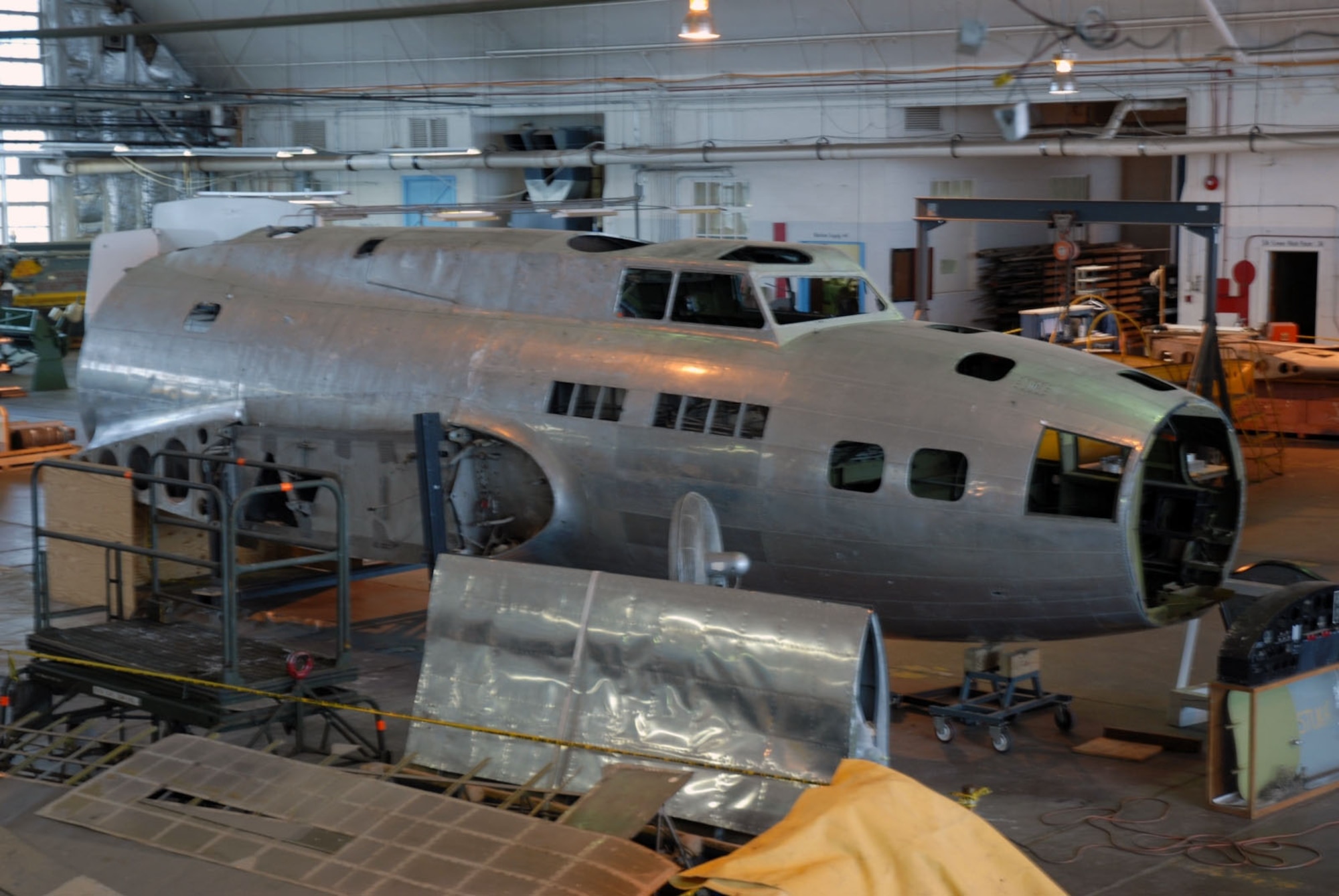DAYTON, Ohio (11/2007) -- The B-17F "Memphis Belle" in the restoration hangar at the National Museum of the United States Air Force. (U.S. Air Force photo)