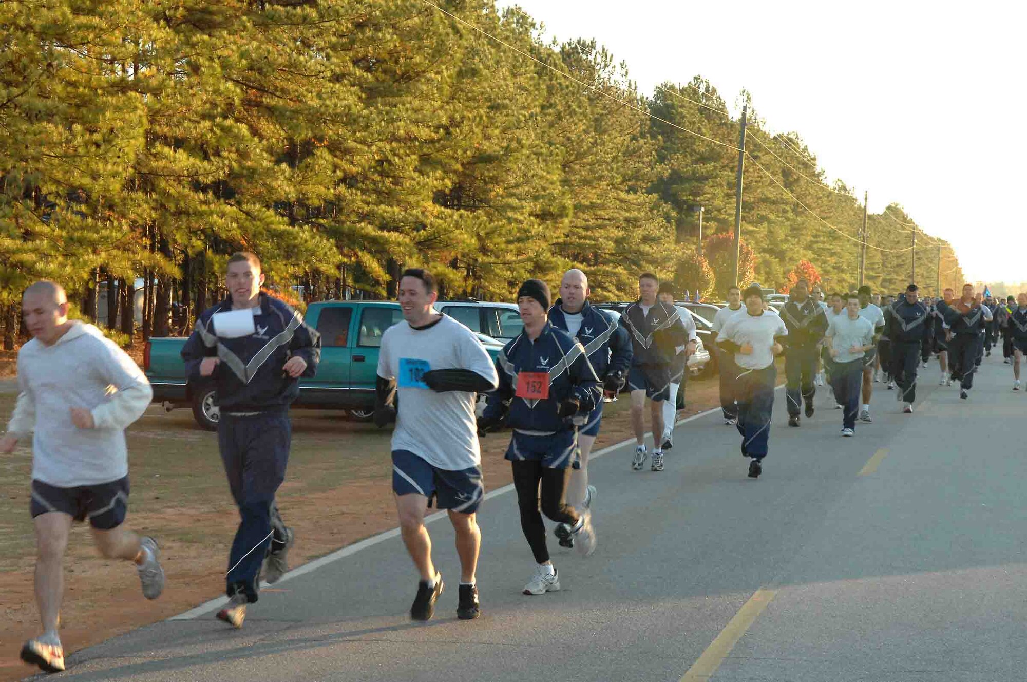 SHAW AIR FORCE BASE, S.C. -- Members of the 20th Fighter Wing participate in the annual Turkey Trot Thanksgiving 5K run on Nov. 16. The Turkey Trot is a way for the fitness center to celebrate the upcoming holidays, promote fitness, camaraderie and spirit de corps. (U.S. Air Force photo/Staff Sgt Henry L. Hoegen Jr.)