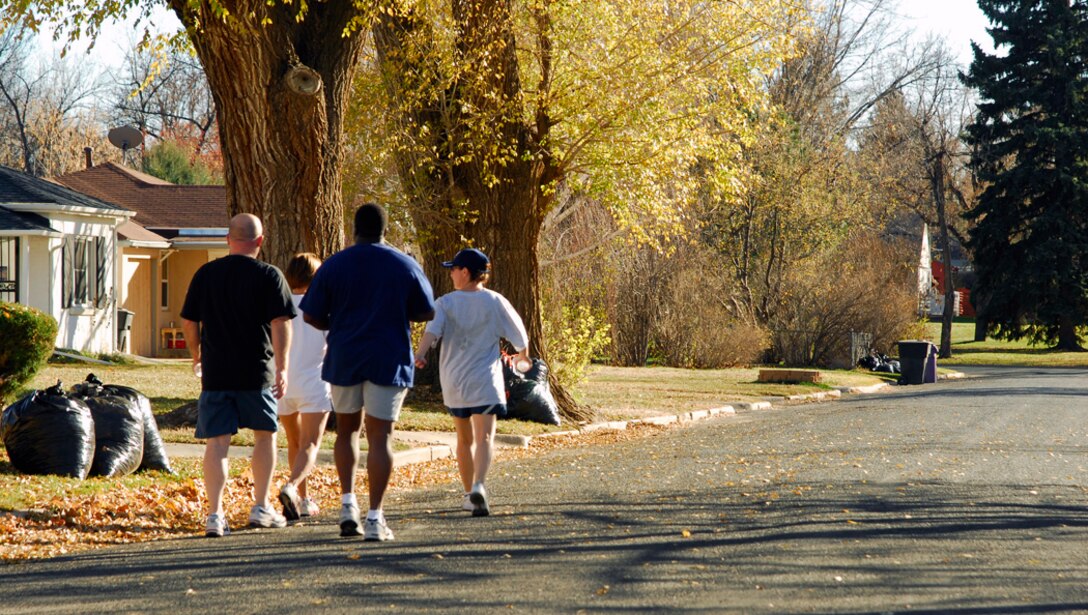 Employees from the Air Reserve Personnel Center walk in the Turkey Trot to raise funds for the ARPC Holiday Party. The event took walkers through Denver's historic Montclair neighborhood. (U.S. Air Force photo/Ellen Edwards)