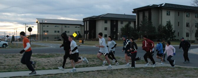 Malmstrom Airmen participate in the annual Turkey Trot 5K race at Malmstrom Nov. 15. First and second place finishers in the male and female divisions won frozen turkeys.
1st Lt. Sayuri Cash, 341st Missile Maintenance Squadron, won first place in the female division with a time of 27:00.
Amy Kingfisher took second with a time of 27:25;
Tech. Sgt. Randy Kingfisher, 341st Maintenance Operations Squadron, won first place in the male division with a time of 22:33; and
1st Lt. Joe Schneider, 741st Missile Security Forces Squadron, came in second with a time of 23:08. (U.S. Air Force photo/Airman 1st Class Dillon White)