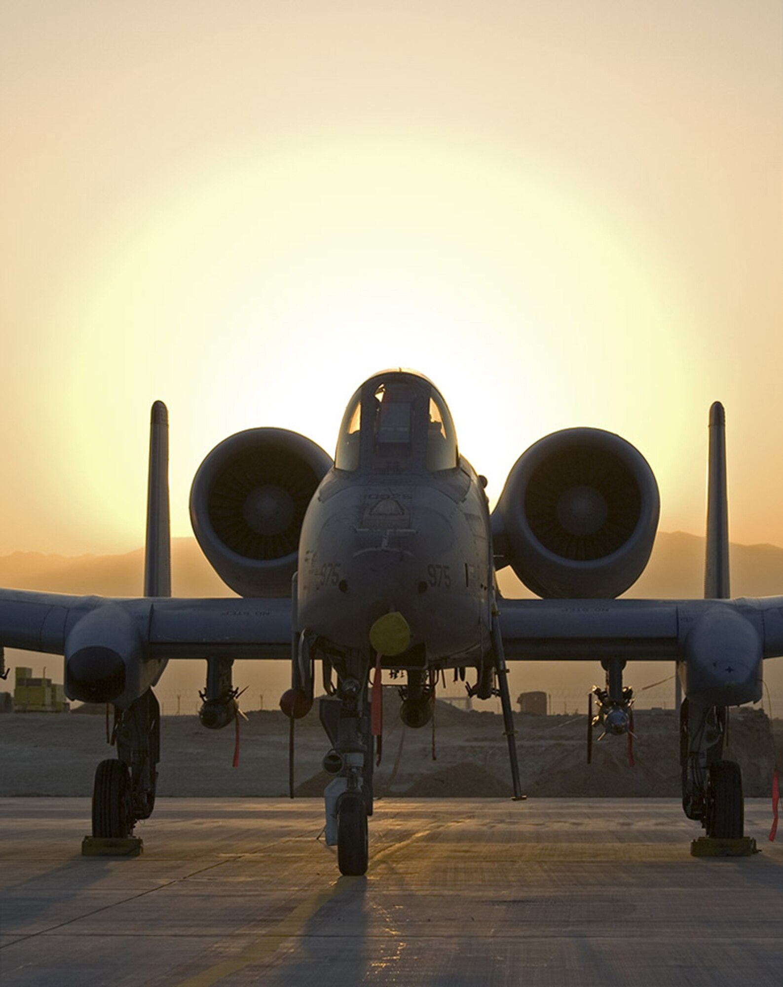 An A-10 Thunderbolt II is parked on a ramp at Bagram Air Base, Afghanistan, Nov. 22, 2007. (U.S. Air Force photo/Col. Tim Grams) 