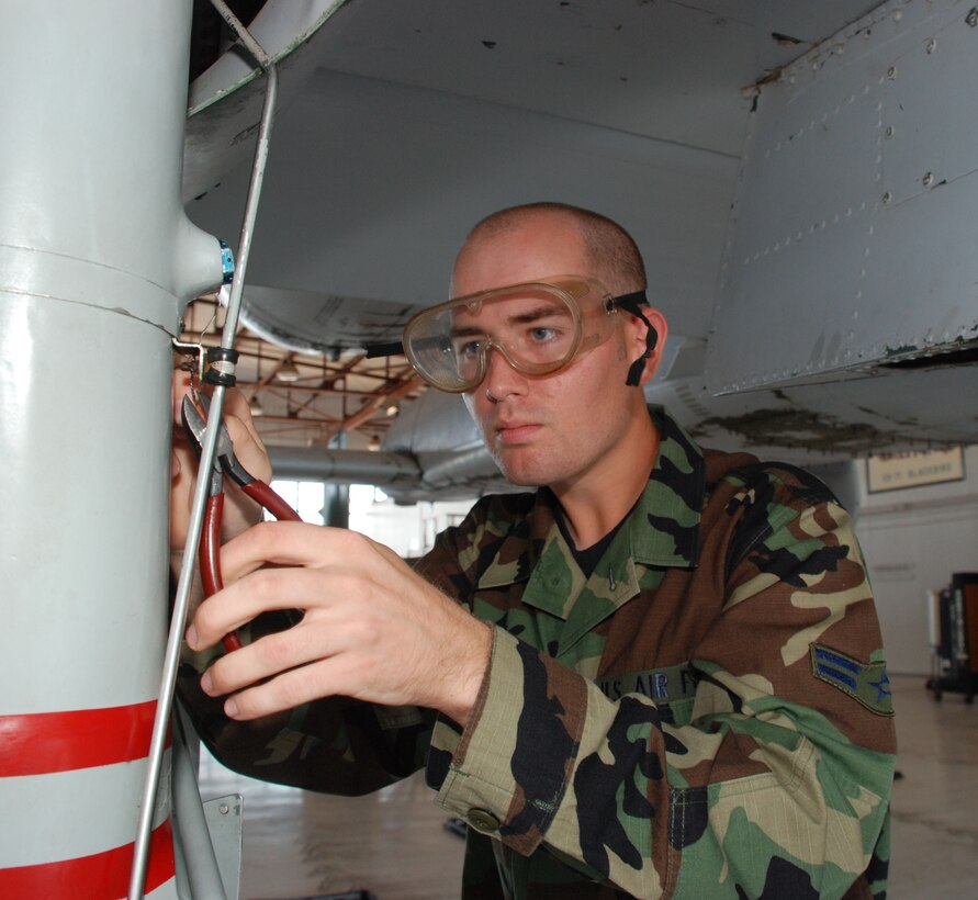 Airman 1st Class Michael Norman, an Airman in Training with the 362nd Training Squadron, recently completed the A-10 crew chief training course with a perfect score on all of his block tests. (U.S. Air Force photo/Airman 1st Class Jacob Corbin)