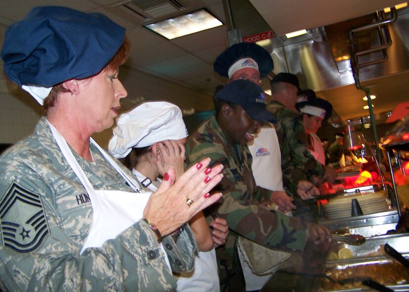 Team Dyess leadership and 7th Services Squadron partnered up on Thanksgiving to provide the annual dinner. Airmen, their families, and retired military were encouraged to join in on the festivities. (U.S. Air Force photo)