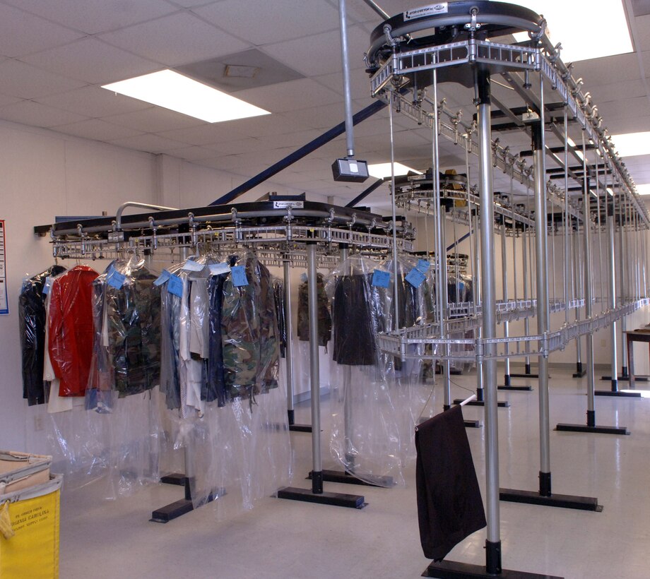 LANGLEY AIR FORCE BASE, Va. -- Garment Holdings, Langley’s new dry cleaning service, which is located next to the Langley Military Clothing Sales Store, opened Nov. 9. The hours of operation are Mondays through Fridays 8 a.m. to 6 p.m. and Saturdays 9 a.m. to 3 p.m. (U.S. Air Force photo/Airman 1st Class Vernon Young)
