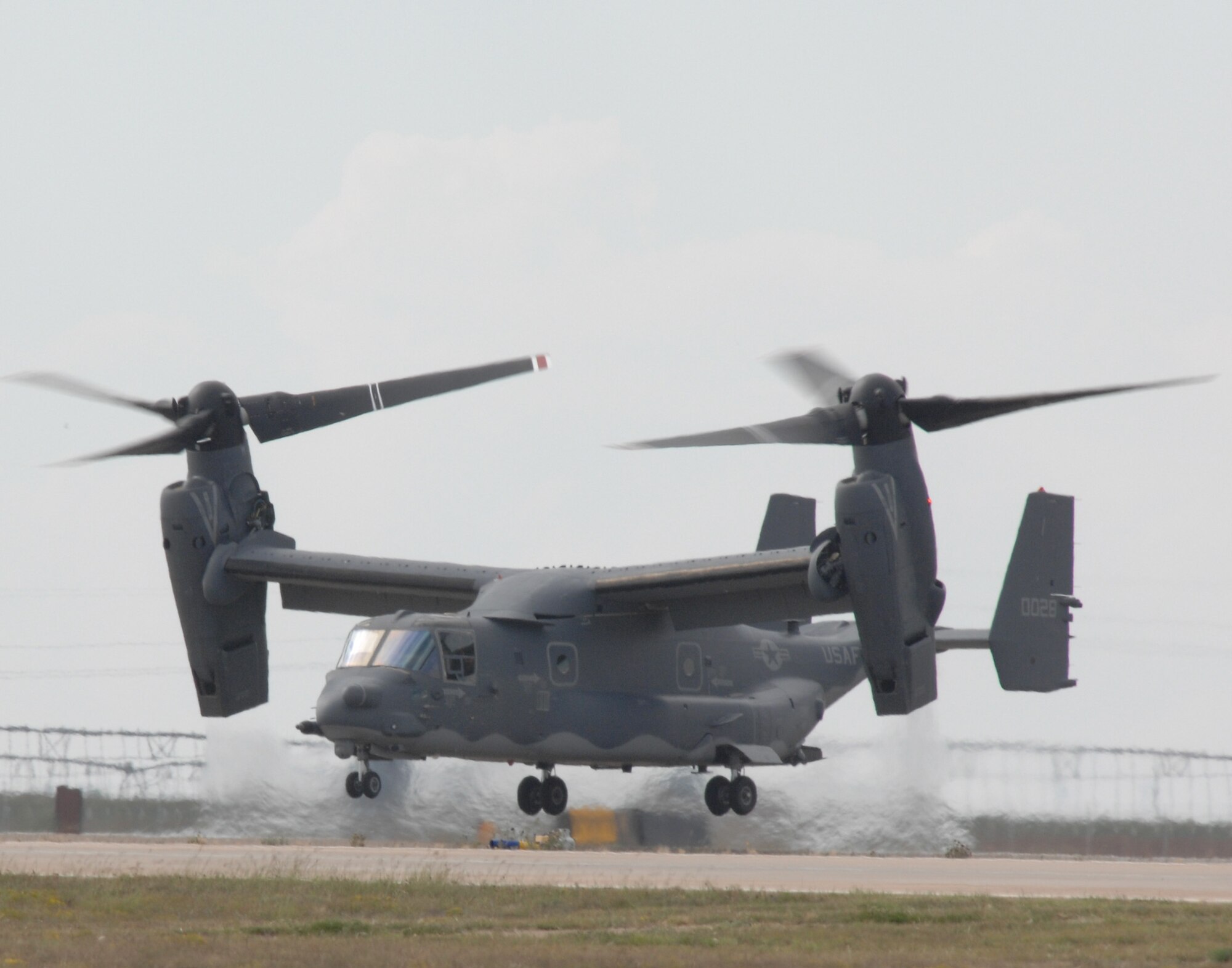 CANNON AIR FORCE BASE, N.M. -- A CV-22 Osprey takes off from Cannon Air Force Base September 29. Air Force Special Operations Command assumed command of Cannon in a change-of-command ceremony Oct. 1. (U.S. Air Force photo by Airman 1st Class Evelyn Chavez)