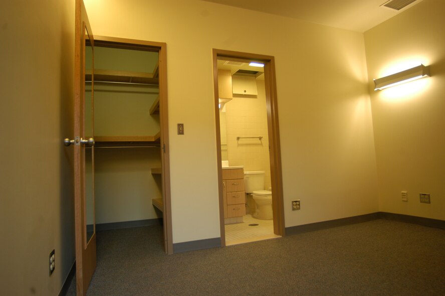 KUNSAN AIR BASE, South Korea -- The “Dorms-4-Airmen” are designed into four-room modules, providing all four occupants a private room, along with their own private bathroom. The module occupants share a kitchen and common living room. The unit is also equipped with a washer and dryer. (U.S. Air Force photo/Staff Sgt. Araceli Alarcon)                                