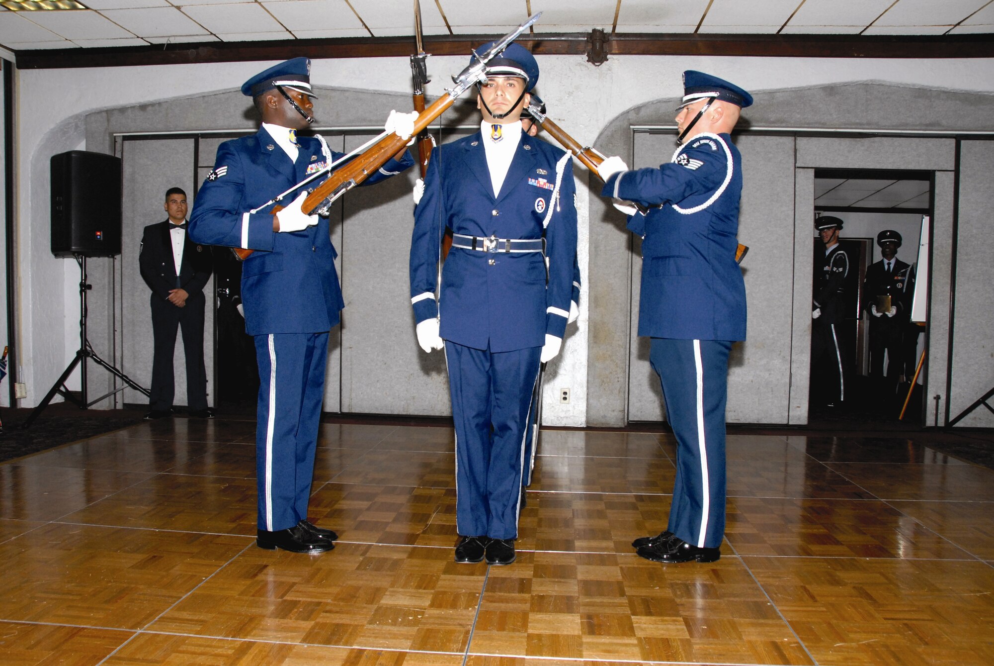 The Blue Eagles drill team performs during the banquet ceremony.(U.S. Air Force photos by Senior Airman Diane Ducat)