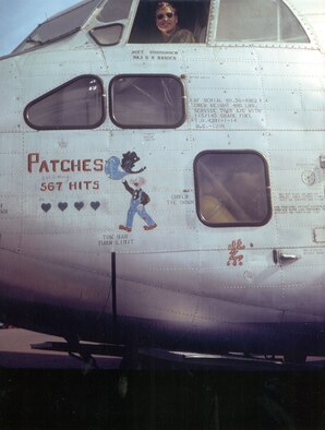 Patches’ nose art near the end of its service in Southeast Asia. Someone has humorously written the number of misses above the number of hits. (U.S. Air Force photo)