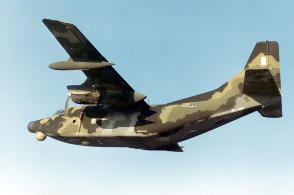 Two Providers were heavily modified for night operations under PROJECT BLACK SPOT. Designated the NC-123K (or AC-123K), this type had an infrared scanner, low-light level television, a laser range finder and cluster bomb dispensers to attack enemy trucks on the Ho Chi Minh Trail. (U.S. Air Force photo)