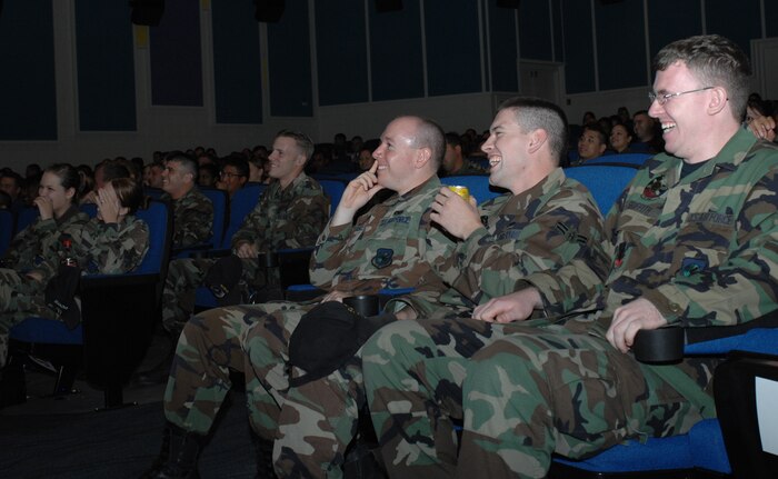 Blending a unique combination of improvisational comedy, education, and audience participation, "Sex Signals" provides a provocative look at the issues of dating, sex, and ultimately, acquaintance rape among young adults. Young Airmen are having a ball at a mandatory sexual assault awarenes event. How often does that happen? (US Air Force photo by Airman Stephanie Rubi)
