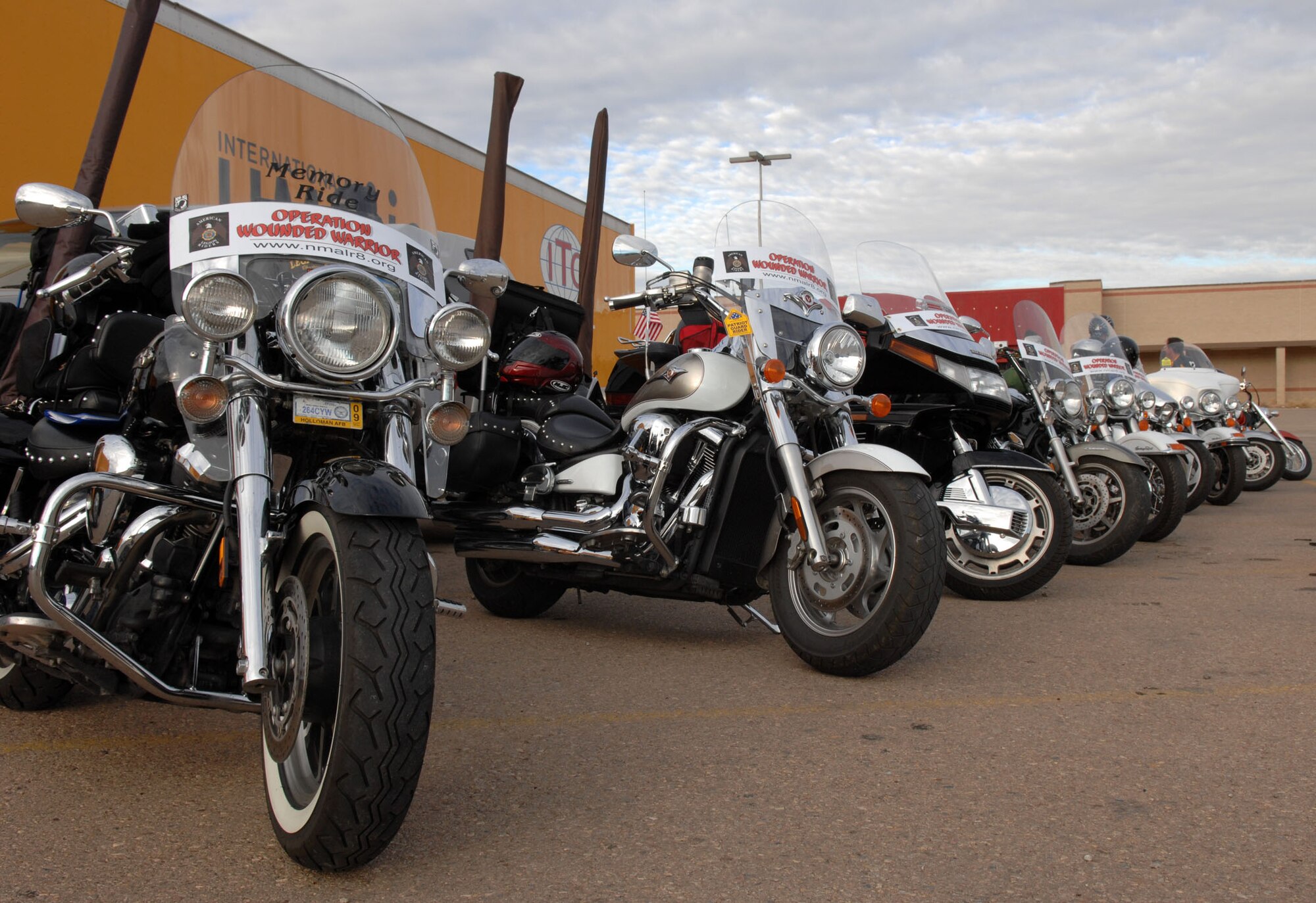 Members of the American Legion Riders took off to Brooke Army Medical Center, San Antonio Oct. 3. The riders brought comfort and personal items and monetary donations to the center for Operation Wounded Warrior. (U.S. Air Force photo/Airman 1st Class John Strong)