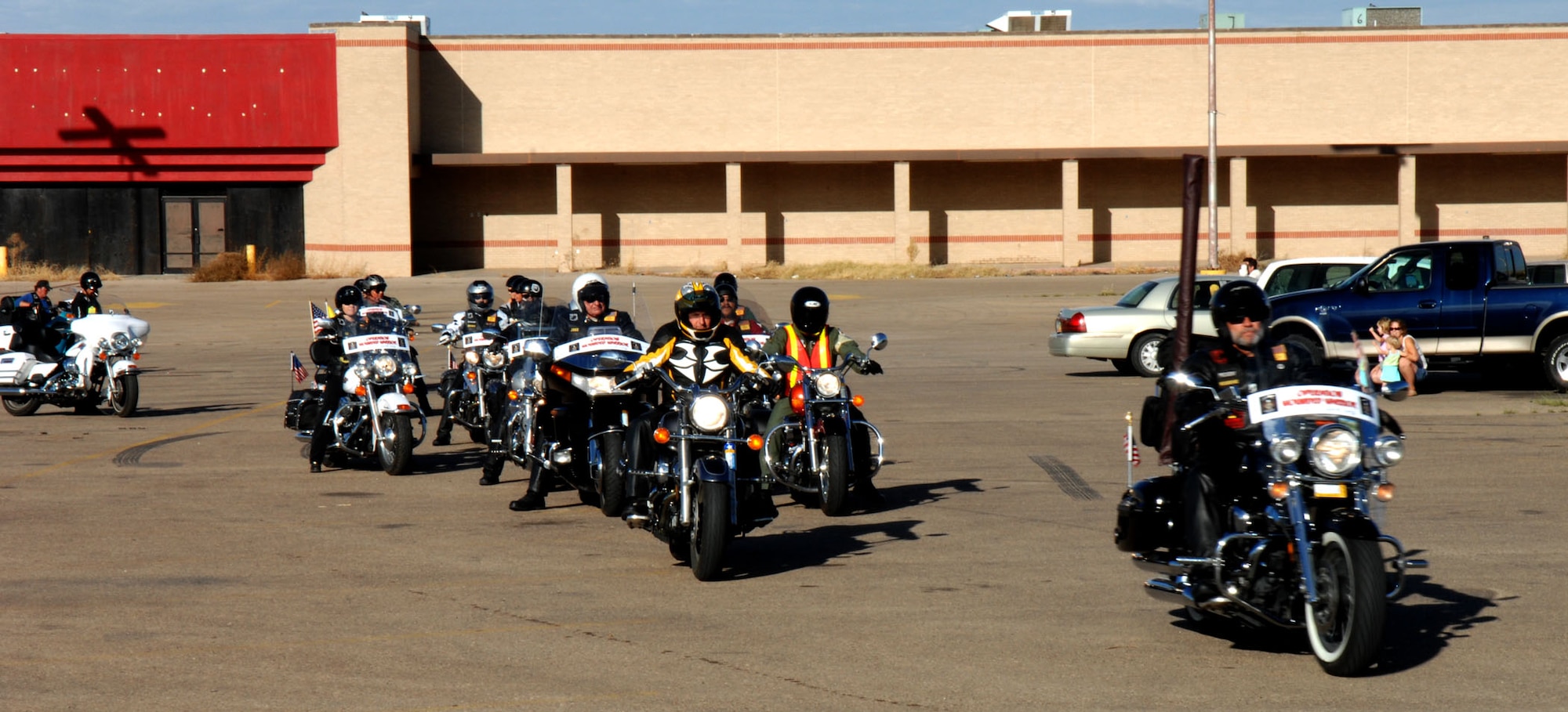 Members of the American Legion Riders took off to Brooke Army Medical Center, San Antonio Oct. 3. The riders brought comfort and personal items and monetary donations to the center for Operation Wounded Warrior. (U.S. Air Force photo/Airman 1st Class John Strong)