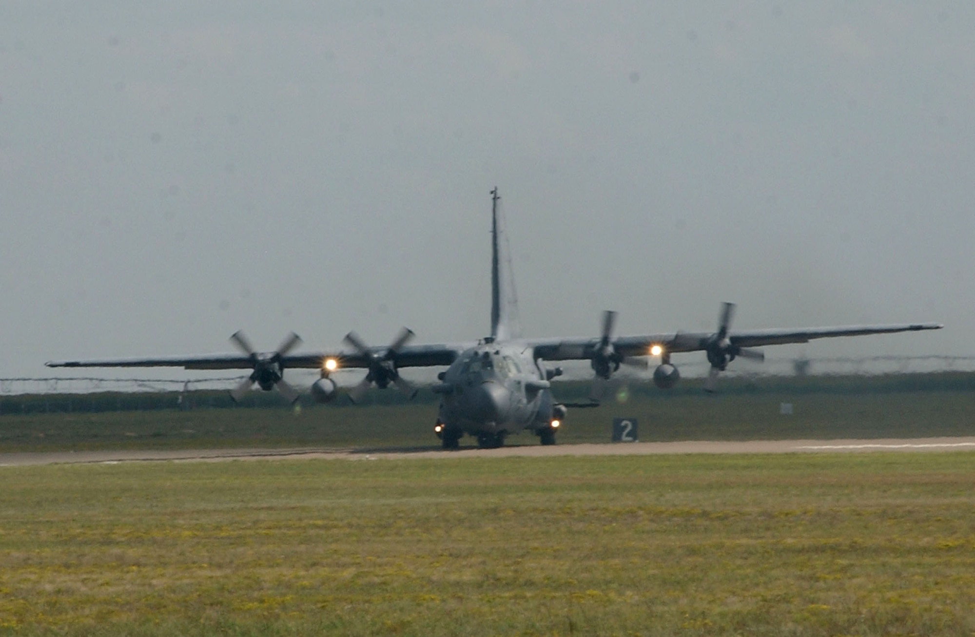 A C-130 Hercules turns around after landing Sept. 29 at Cannon Air Force Base N.M. Air Force Special Operations Command leaders assumed command of Cannon in a redesignation and change-of-command ceremony Oct. 1. (U.S. Air Force photo/Airman 1st Class Evelyn Chavez) 
