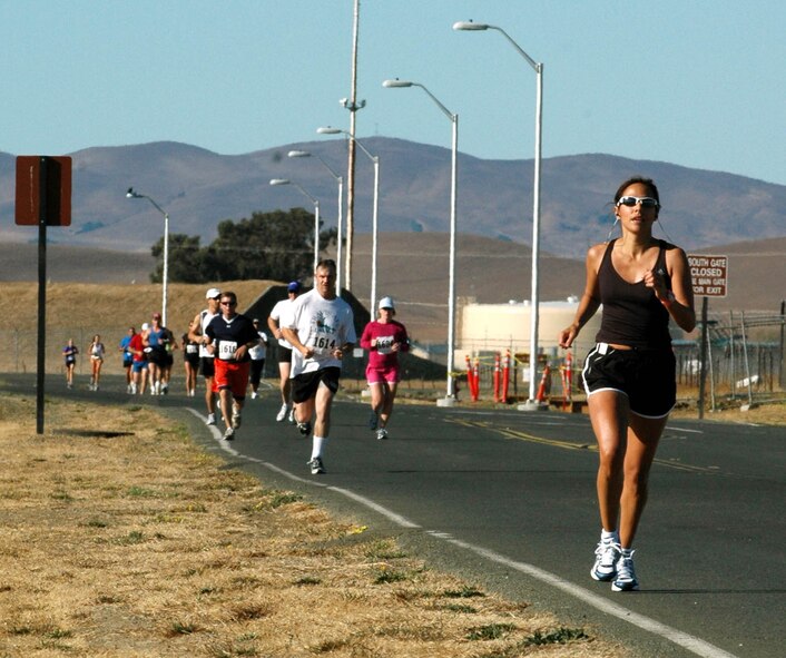 Runners participate in the half marathon Sept. 29. The Fitness Center will also host the Halloween Fun Run Oct. 25 at 11 a.m. (U.S. Air Force photo/Tech. Sgt. Donald Osborn)