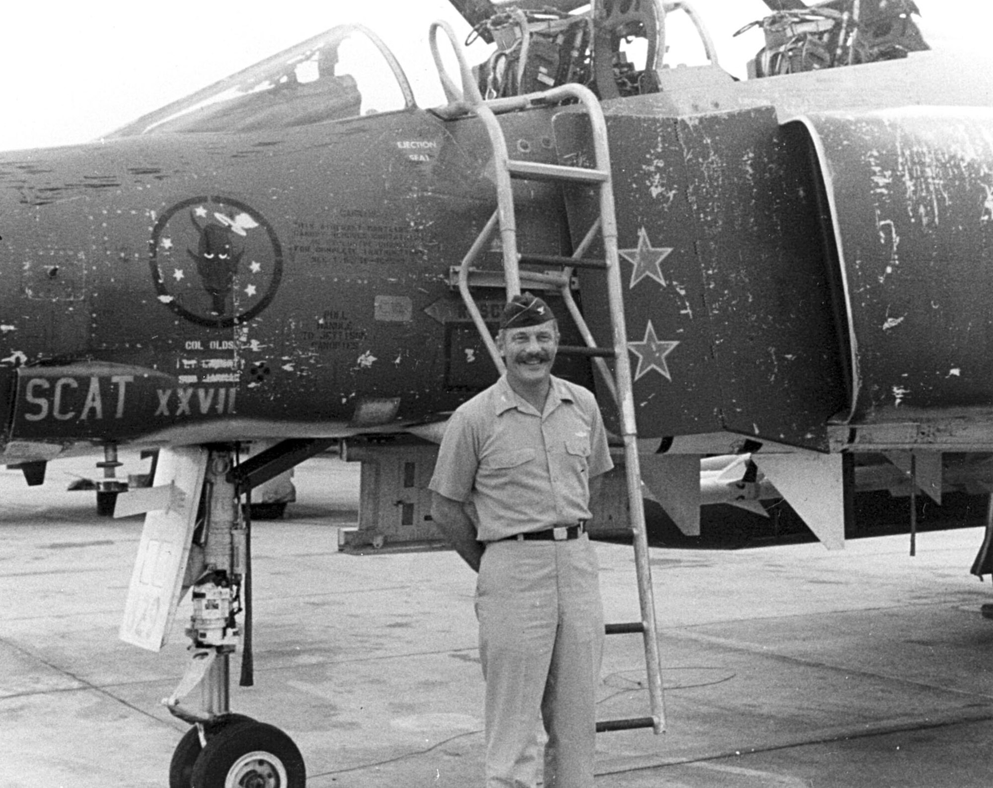 Col. Robin Olds with F-4C "Scat XXVII." (U.S. Air Force photo)