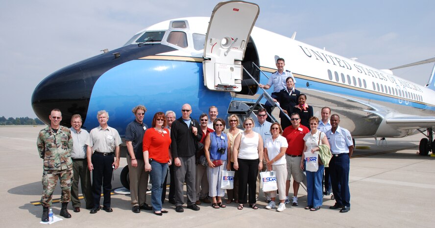 Boss Day 2007 at the 932nd Airlift Wing included a flight on the magnificent C-9C distinguished visitor aircraft.  Boss Day 2007 at the 932nd Airlift Wing gave civilian employers of 932nd Airlift Wing Reservists a chance to see military life behind the scenes.  The commander and staff members gave briefings and a base tour was included.  Photo/Tech. Sgt. Dan Oliver.