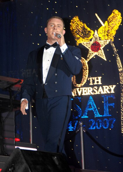 Members of the Air Force Expeditionary Entertainment team perform for the 2007 "Fly-By" on October 2, 2007 on Seymour Johnson Air Force Base, Goldsboro North Carolina. The Air Force Expeditionary Entertainment team consist of thirty-five of the most talented performers Air Force wide, each and every year.(U.S. Air Force photo by A1C Jonathon Williams)(released)