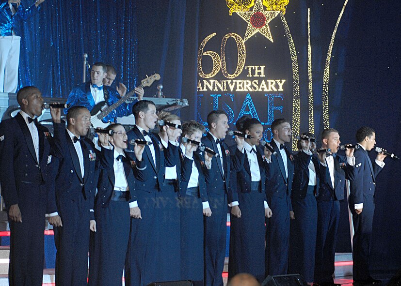 Members of the Air Force Expeditionary Entertainment team perform for the 2007 "Fly-By" on October 2, 2007 on Seymour Johnson Air Force Base, Goldsboro North Carolina. The Air Force Expeditionary Entertainment team consist of thirty-five of the most talented performers Air Force wide, each and every year.(U.S. Air Force photo by A1C Jonathon Williams)(released)