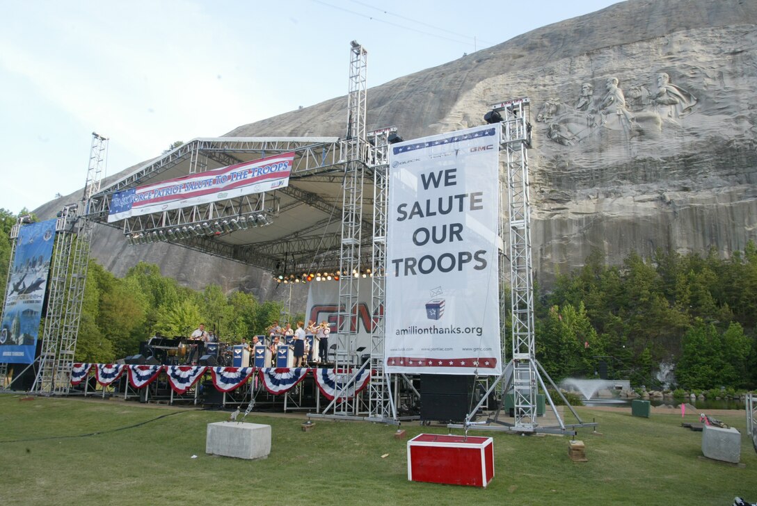 The Noteables jazz ensemble from the USAF Heartland of America Band performed in front of a crowd numbering in the tens of thousands as part of the Salute to the Troops extravaganza at Stone Mountain, Georgia over the Memorial Day weekend.