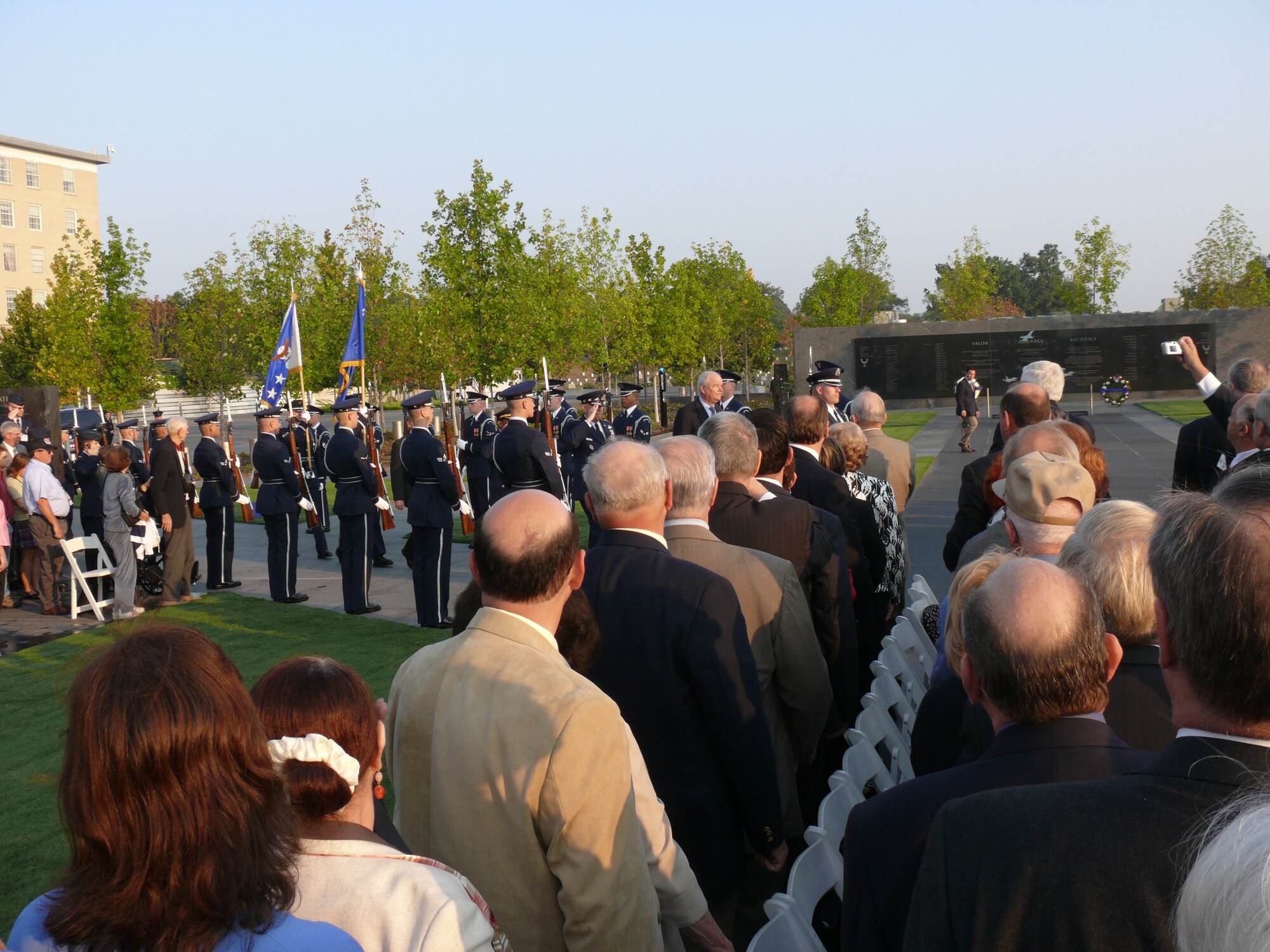 Secretary of the Air Force Michael W. Wynne arrives at the Air Force Memorial service in Washington, D.C., Sept. 23. (Photo by Claude Morse)