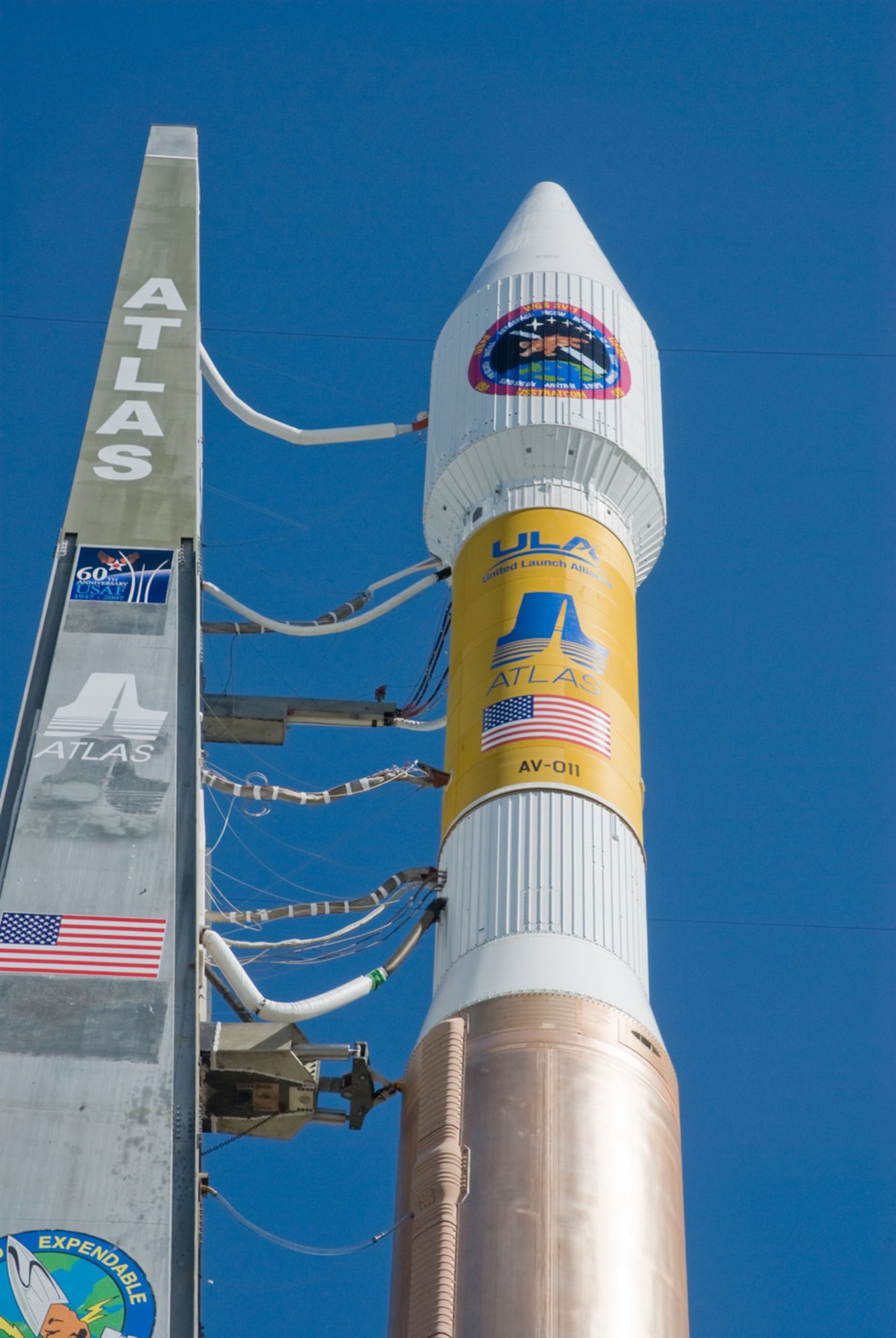 The Atlas V rocket with the Wideband Global SATCOM satellite rolls out to Space Launch Complex-41 from its Vertical Integration Building at 10 a.m., Oct. 9.  The Atlas V was rolled to the pad in preparation for the launch of WGS-1 set for Oct. 10 with at launch window of 8:22-9:33 p.m. from Cape Canaveral Air Force Station, Florida. (Photo by Karl Ronstrom, ULA) 

