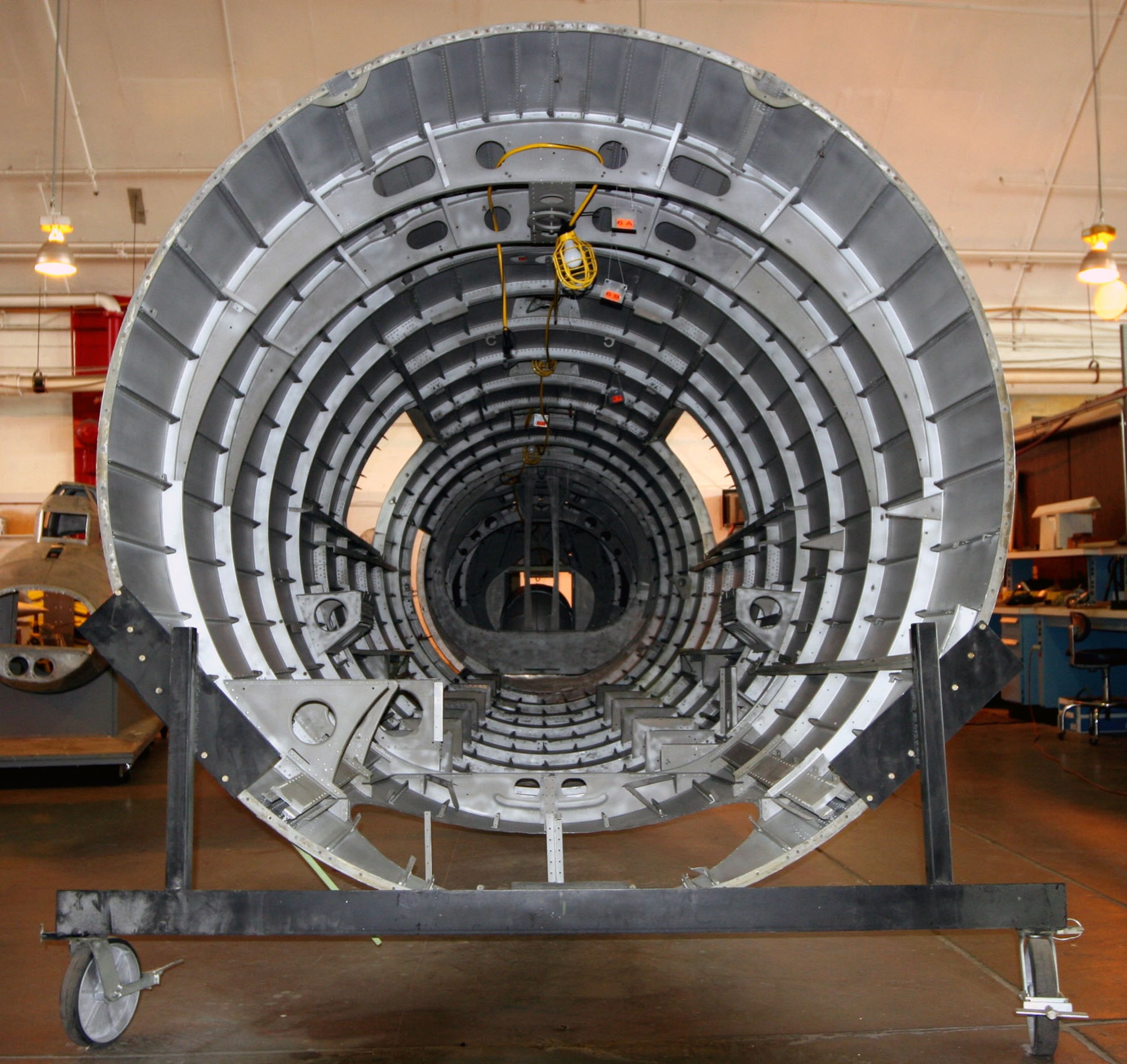 DAYTON, Ohio (07/2007) -- The B-17F "Memphis Belle" in restoration at the National Museum of the U.S. Air Force. (Photo courtesy of Craig Scaling, Airshow Traveler)