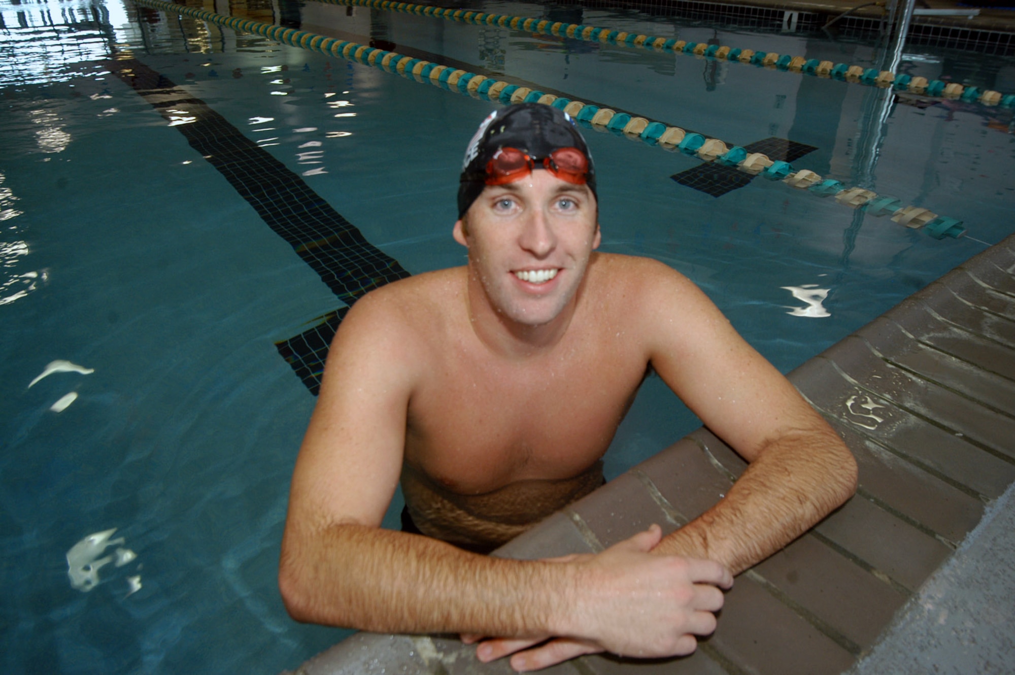 Ryan Fitzgerald, former team captain for the Air Force Academy swim team was recently selected for the Air Force swim team. (U.S. Air Force photo/Sue Sapp)                               