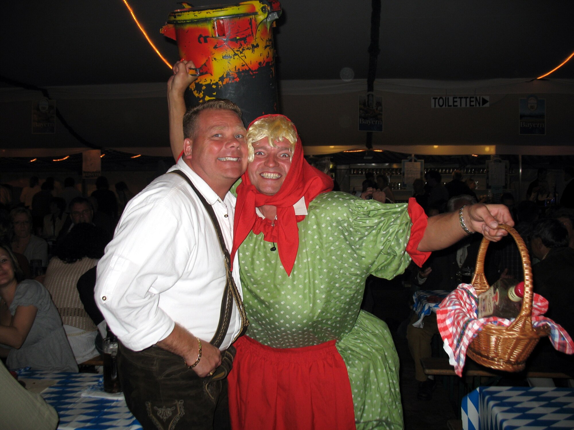 SPANGHDALEM AIR BASE, Germany – Chief Master Sgt. Michael Skimore, 52nd Medical Group, joins in the opening Kloster Machern October festival celebrations Sept. 28. Festival events included Bavarian entertainment, food and beverages. Kloster Machern runs every weekend through Nov. 17. For more information, visit to www.klostermachern.de or www.oktoberfest-klostermachern.de. (U.S. Air Force photo/Iris Reiff)