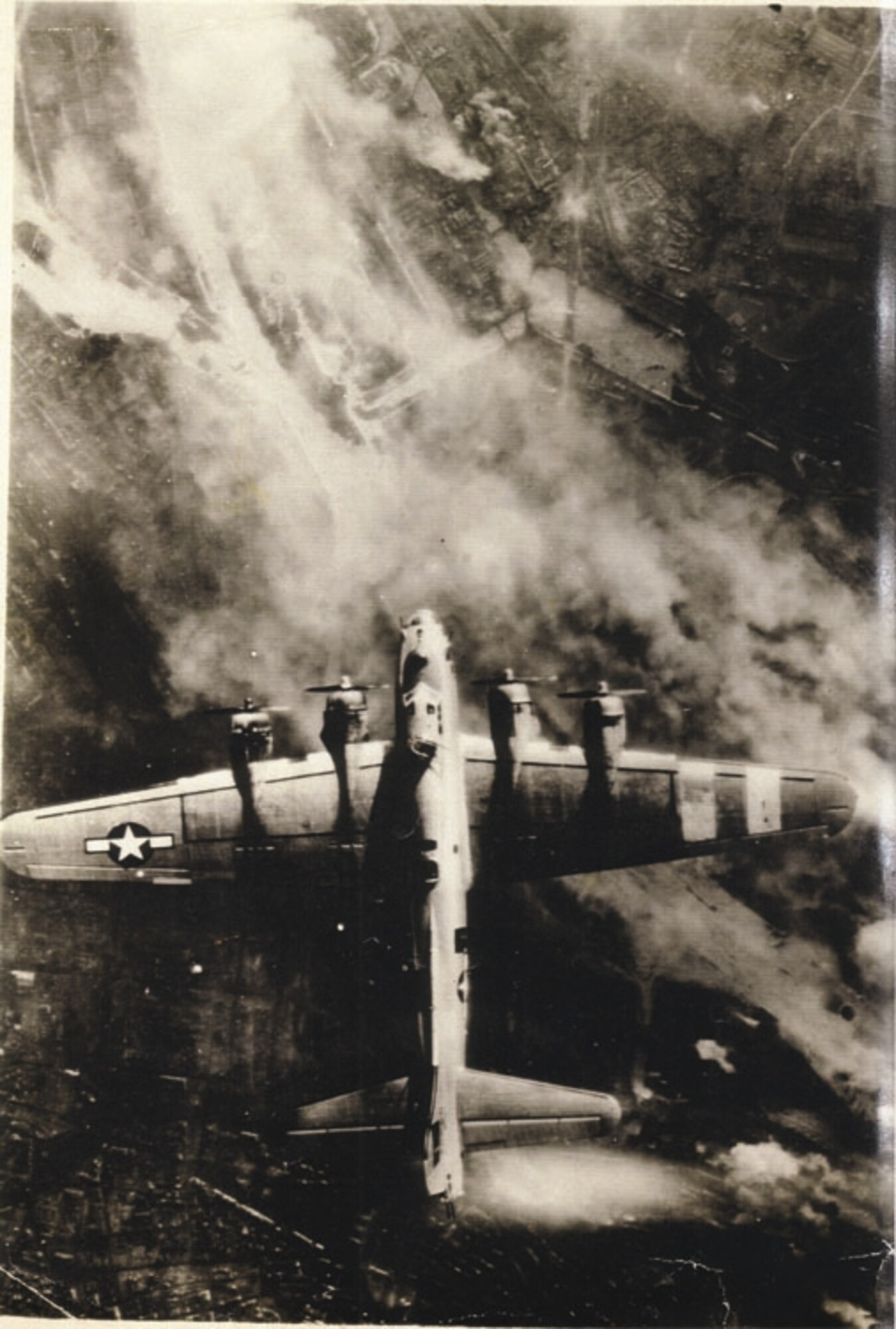 A 452nd Bomb Group Flying Fortress in the air during World War II. (U.S. Army Air Corps photo courtesy of Harvey Shaw)