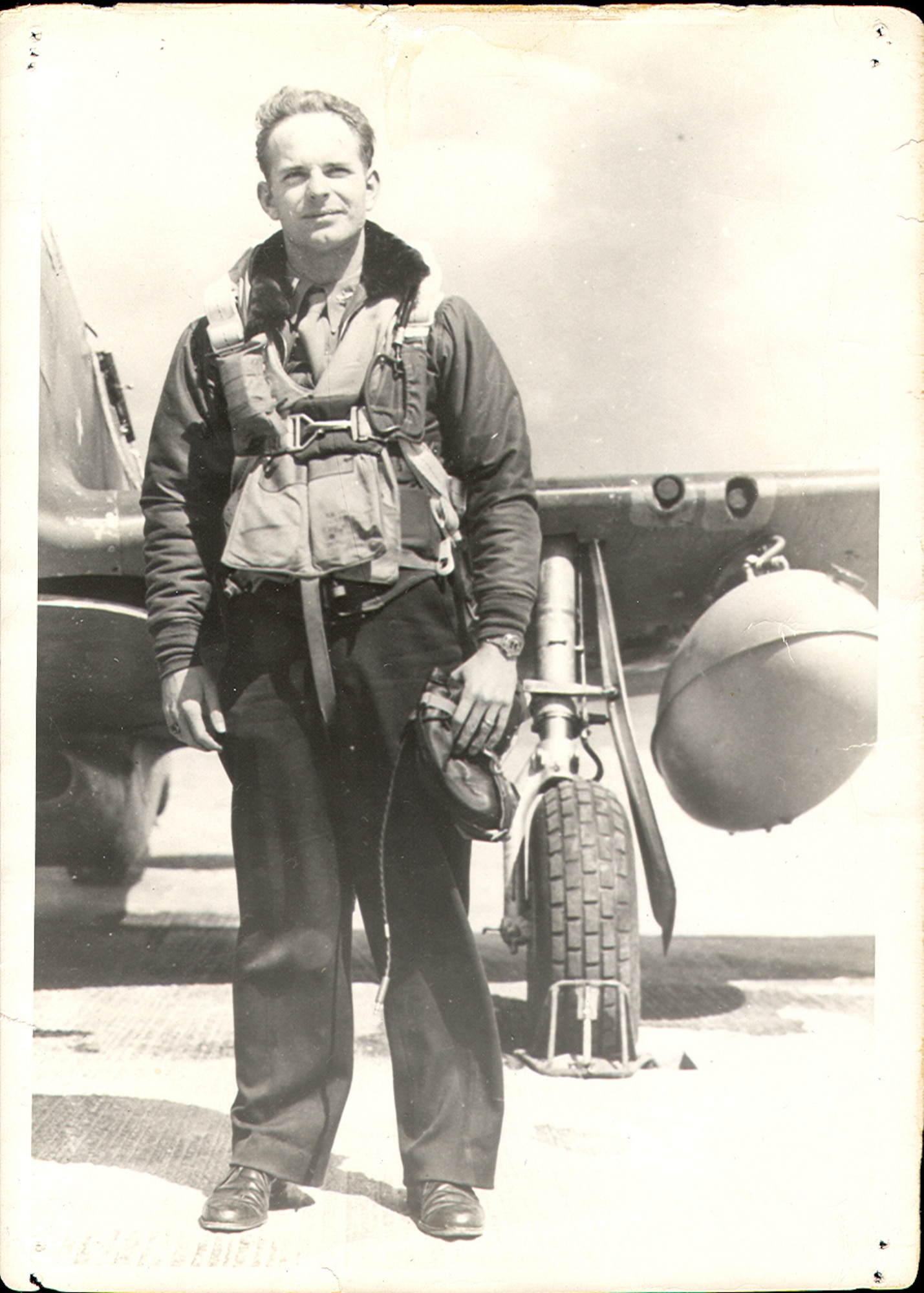 In this undated photo, retired Col. Walter Douglass stands in front of a P-51 Mustang.
Douglass was a P-51 pilot during his service in World War II. He was shot down on his 17th mission on June 6, 1944, D-Day, and taken prisoner. Douglass was a POW at Stalag Luft III, just months after the Great Escape happened at the same camp. (courtesy photo)