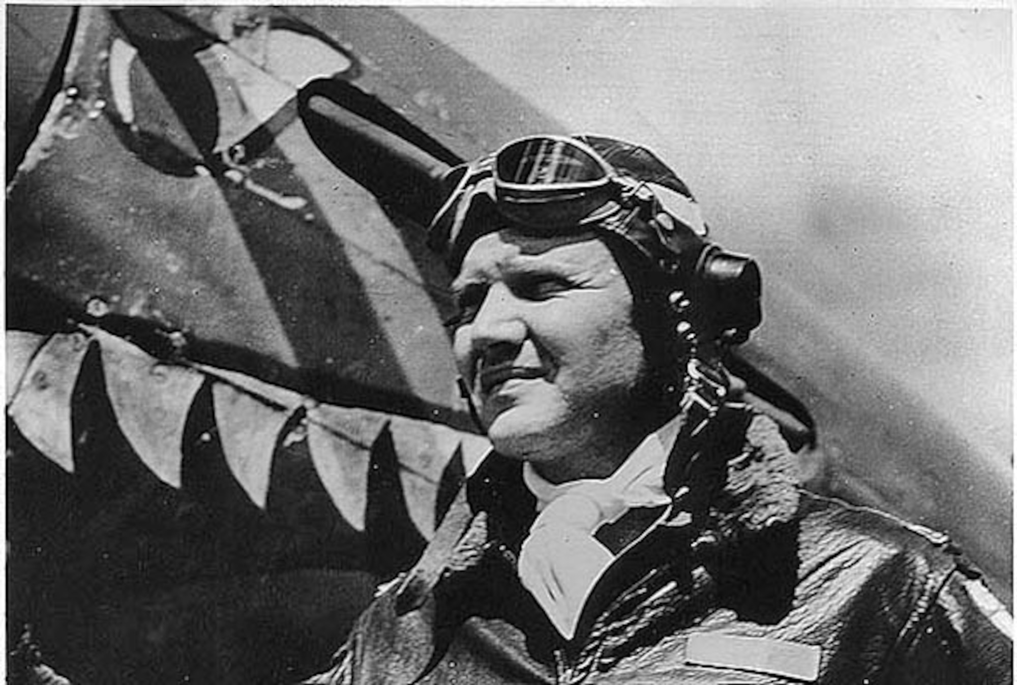 Famed Flying Tigers Ace and Texas Air National Guardsman Brig. Gen. David Lee "Tex'' Hill poses in front of a single-engine Curtiss P-40 Tomahawk fighter. The plane used by the Flying Tigers to defend China during WWII. General Hill died Oct. 11 in San Antonio. (Courtesy photo)