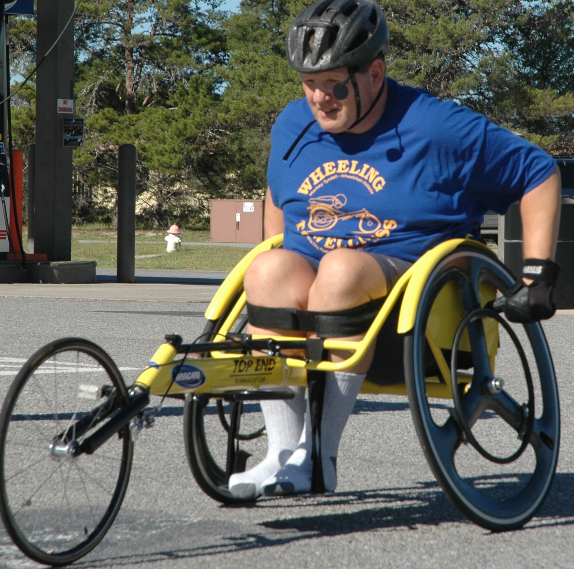 Retired Capt. Mackey Tyndall trains for one of his many long distance races here Thursday.  Mr. Mackey's next event is in Richmond Va. Oct. 21 followed by the New York City marathon two weeks later.  (U.S. Air Force photo by Staff Sgt. Timothy R. Capling)