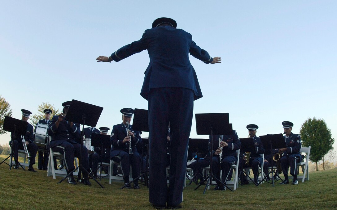 The Band of the Air Force Reserve plays the national anthem during a proclamation ceremony Oct. 8 in Marietta, Ga., to kick off Air Force Week Atlanta.  Programs during the week are meant to increase the awareness and support of the public for the Air Force's diverse capabilities and the sacrifices of its Airmen. (U.S. Air Force photo/Staff Sgt. Bennie J. Davis III)