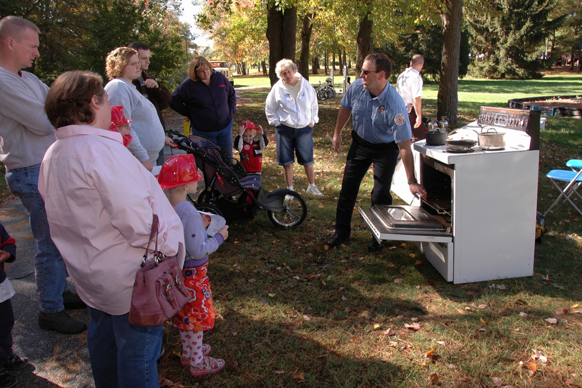 HANSCOM AFB, Mass. – Base community members learn about ways to prevent kitchen fires during Fire Prevention Week. (U.S. Air Force photo by Dennis Lewis)