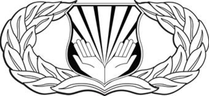 Chaplain's Assistant Badge.  U.S. Air Force graphic. Image is 7x3.25 inches @ 300 ppi.