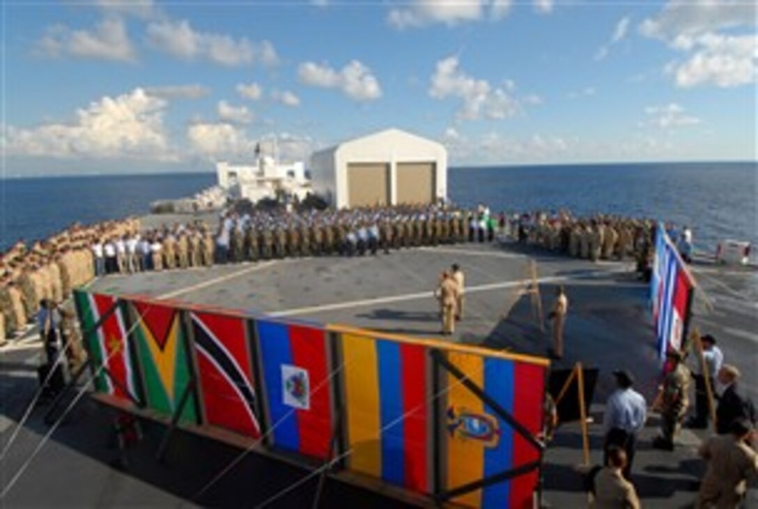 Chief of Naval Operations Adm. Gary Roughhead addresses crewmembers aboard the hospital ship USNS Comfort in Miami, Fla., Oct. 12, 2007, upon completion of their deployment. 